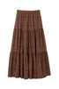 Checked Tiered Long Skirt