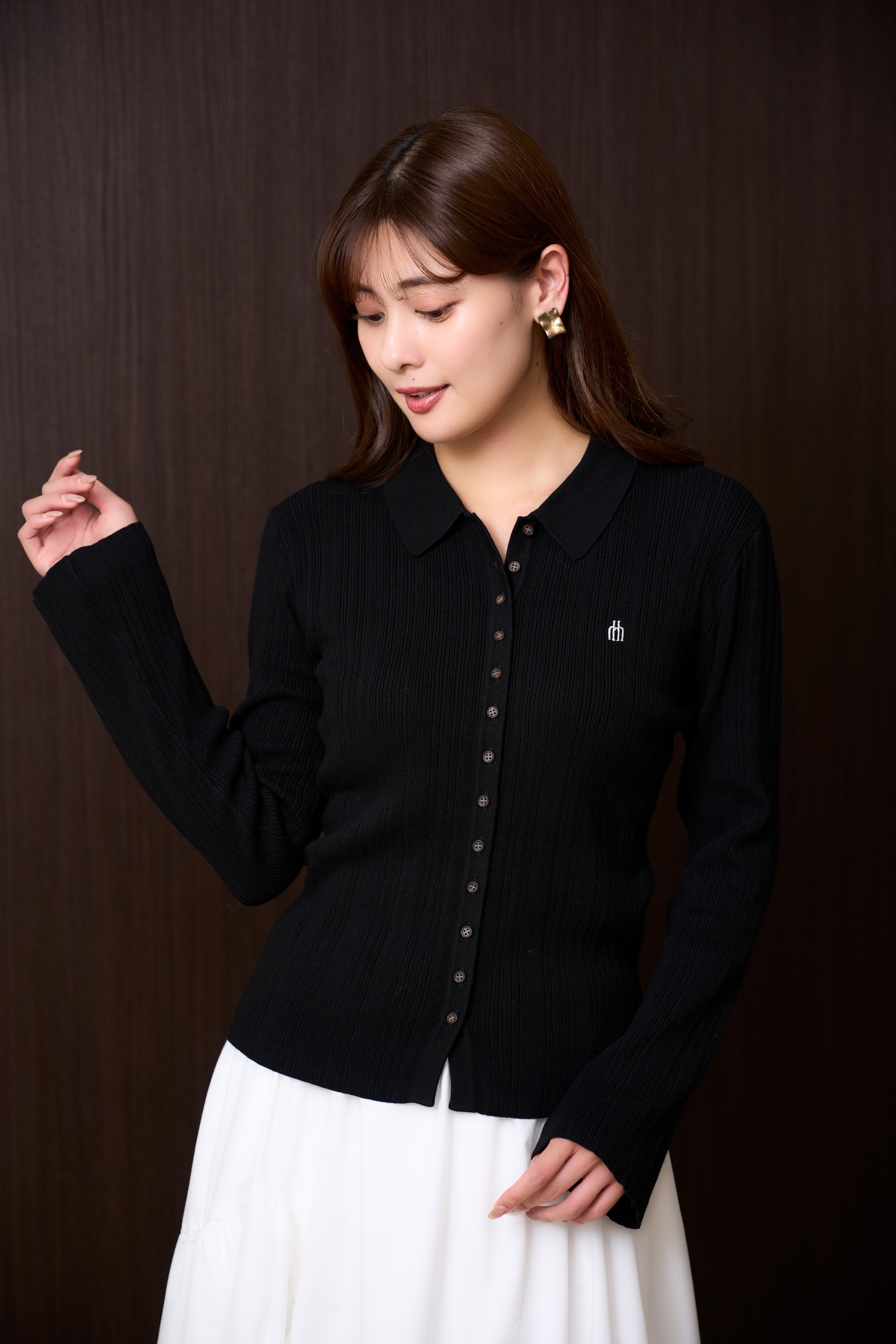 【9月中旬出貨】Trois Rib Knit Polo Top
