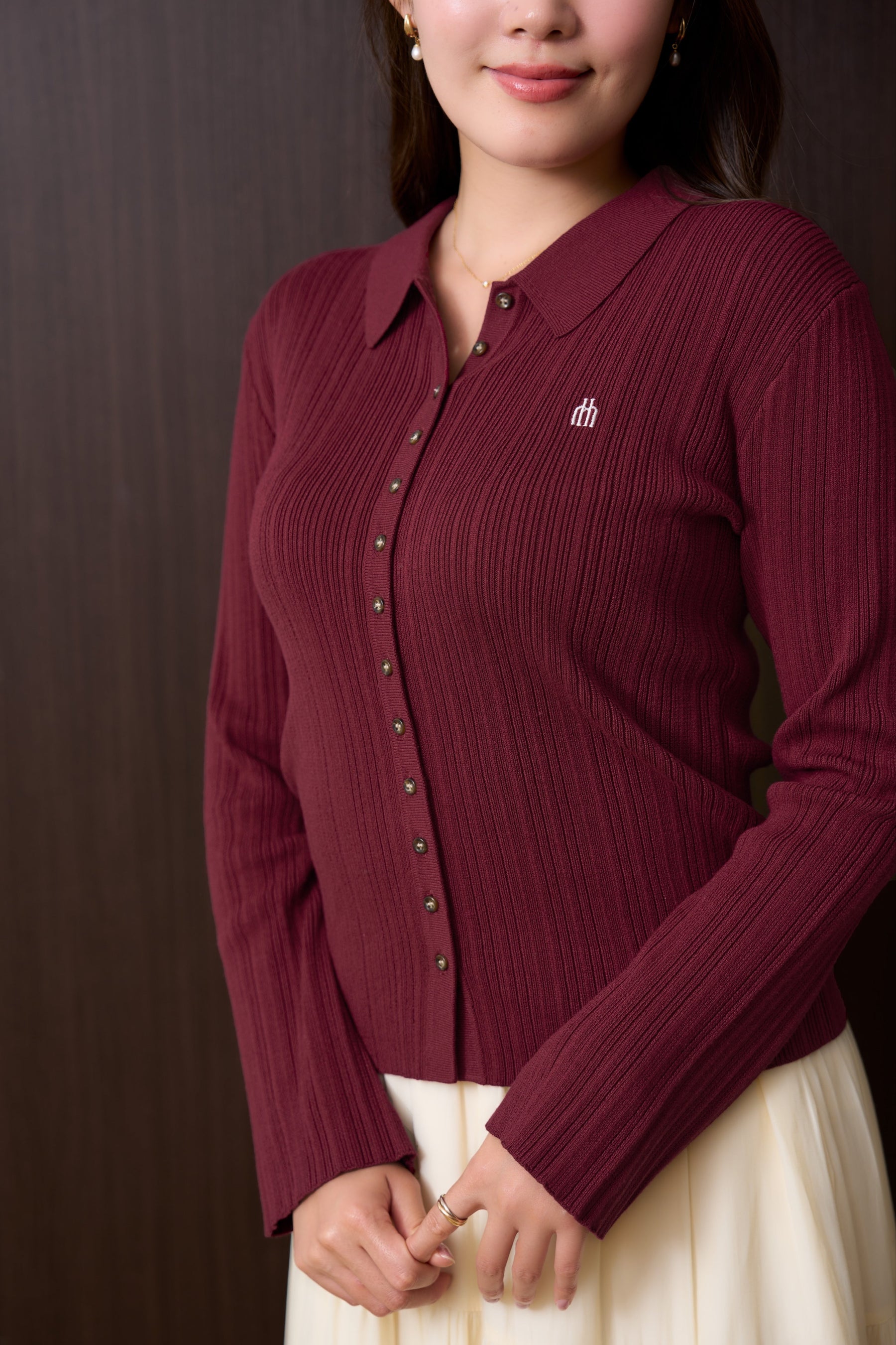【9月中旬出貨】Trois Rib Knit Polo Top