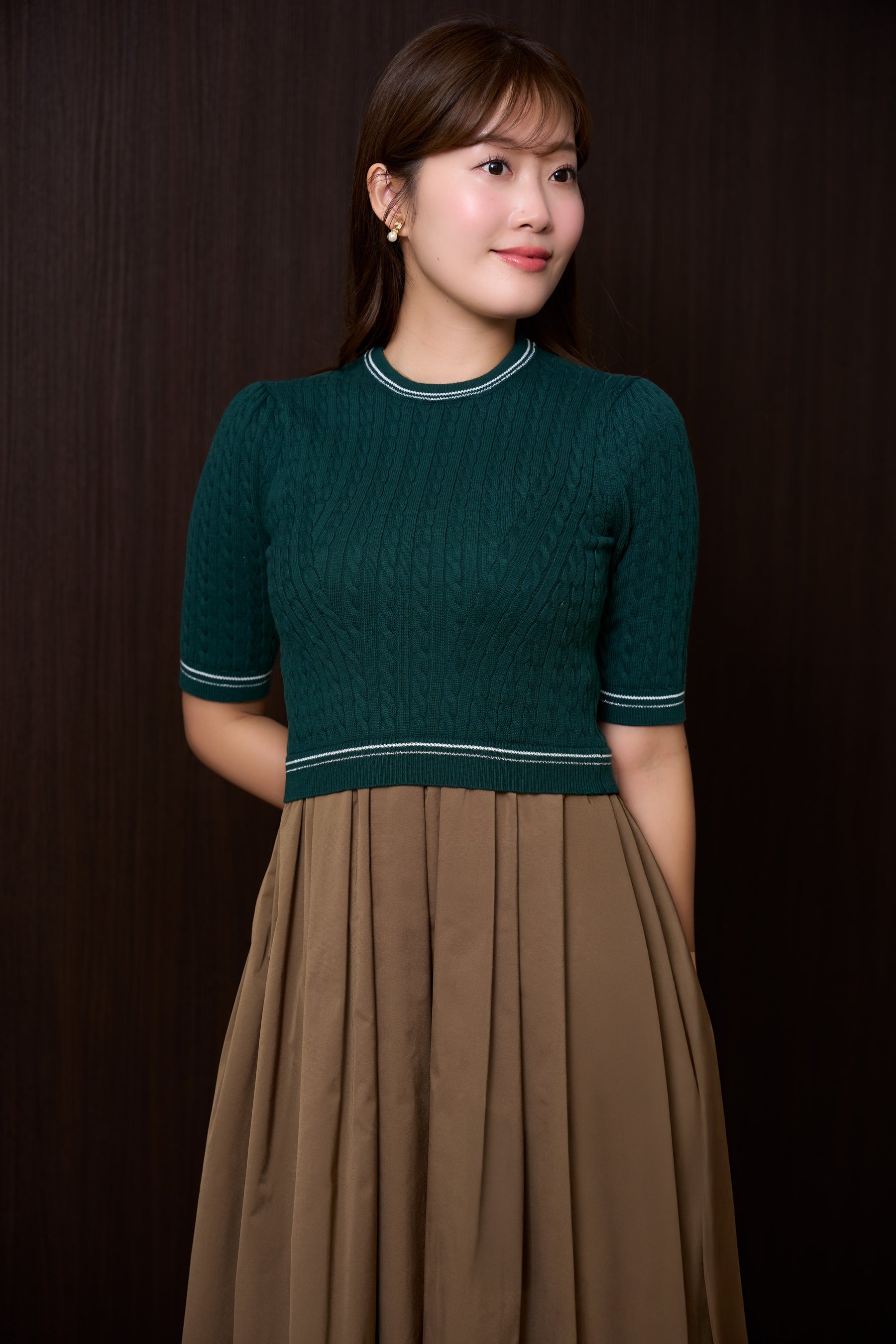 Cable Knit Docking Flared Dress