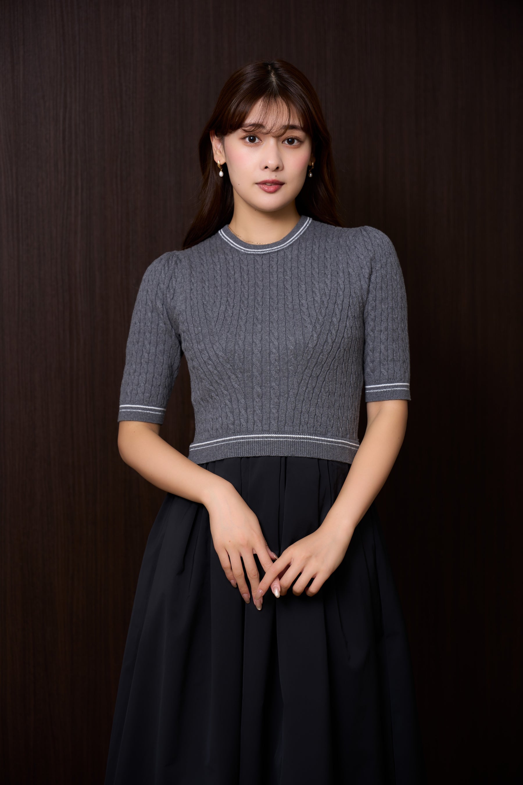 Cable Knit Docking Flared Dress
