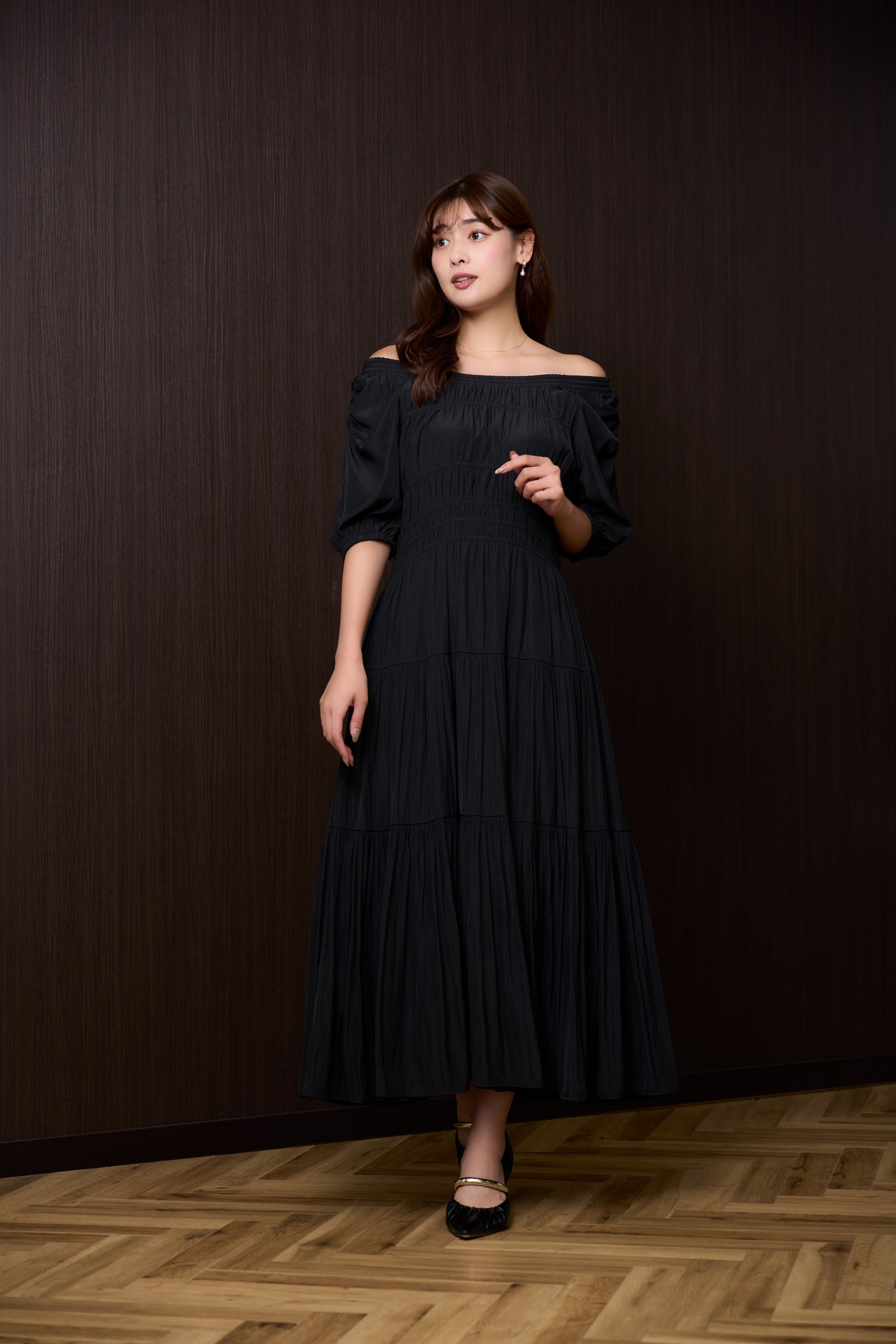 Two-Way Gathered Flare Dress
