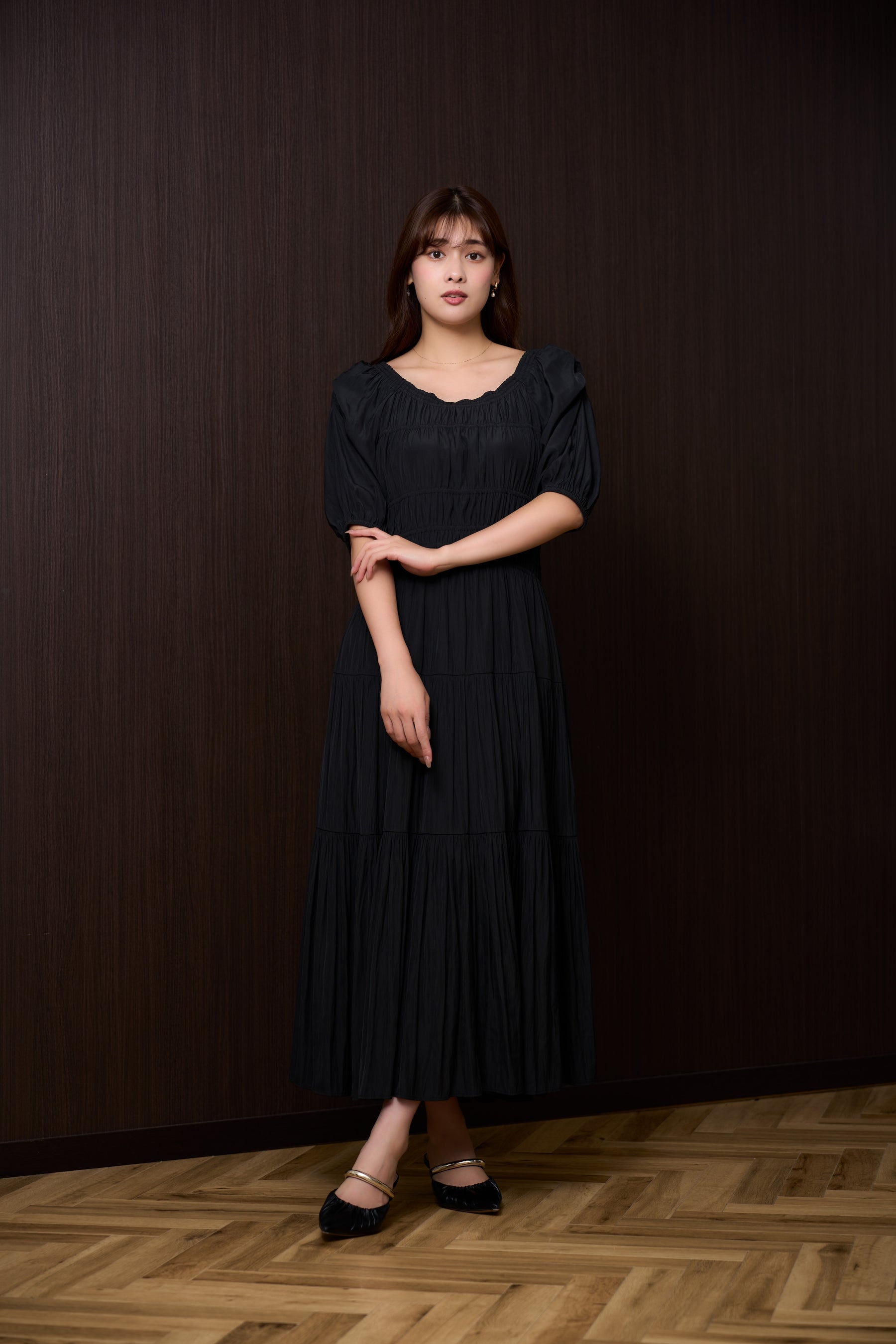 Two-Way Gathered Flare Dress