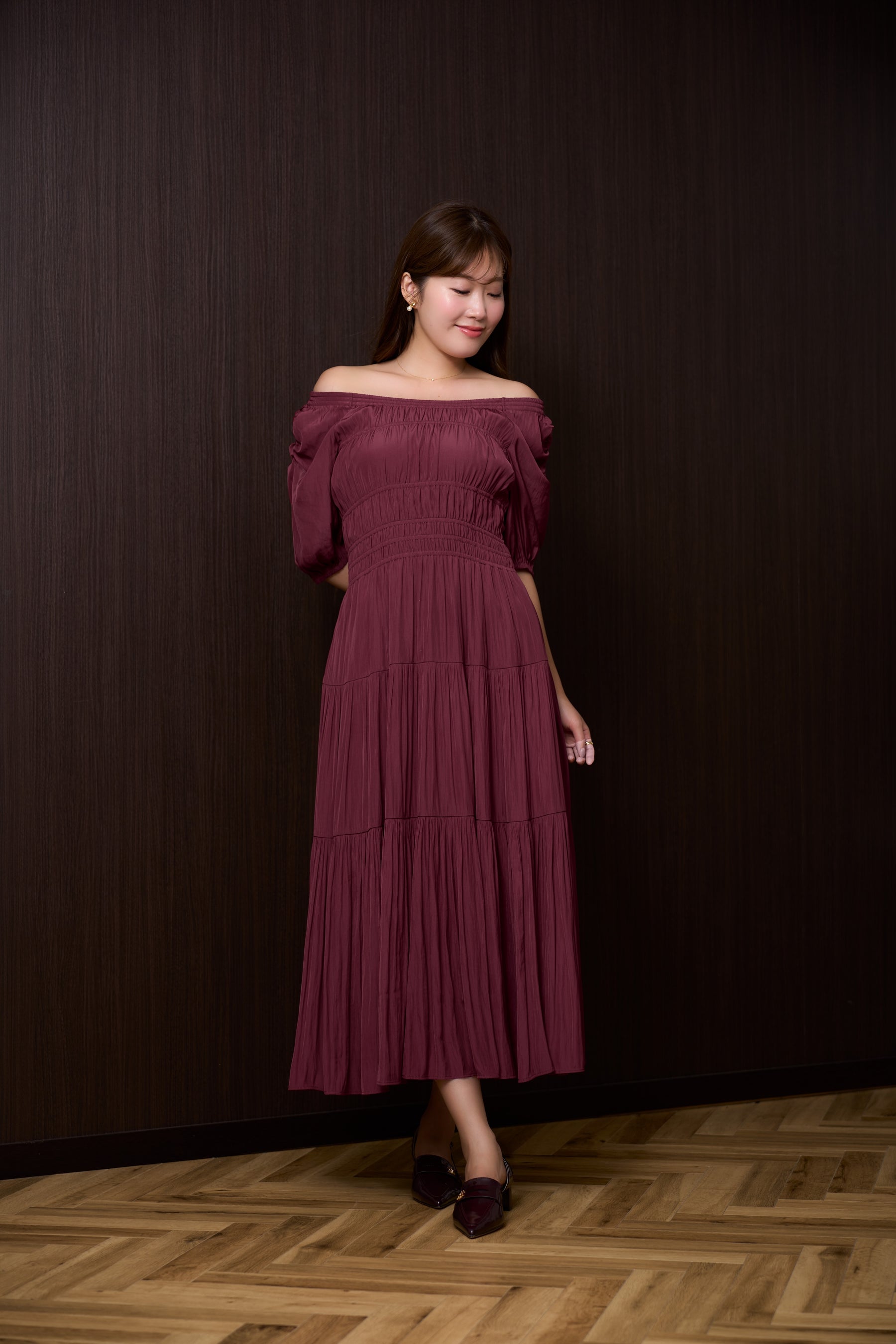 Two-Way Gathered Flare Dress