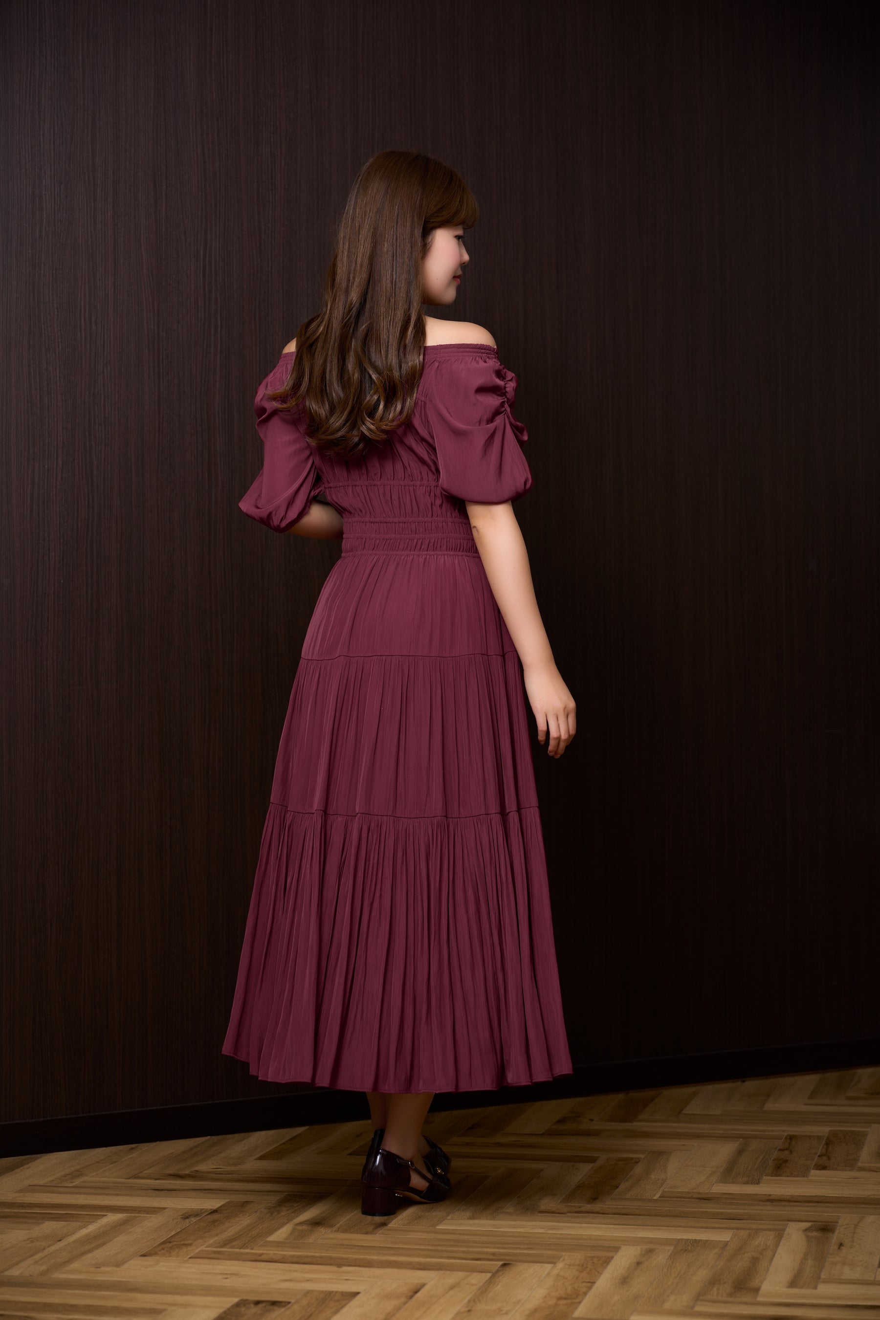 Two-Way Gathered Flare Dress