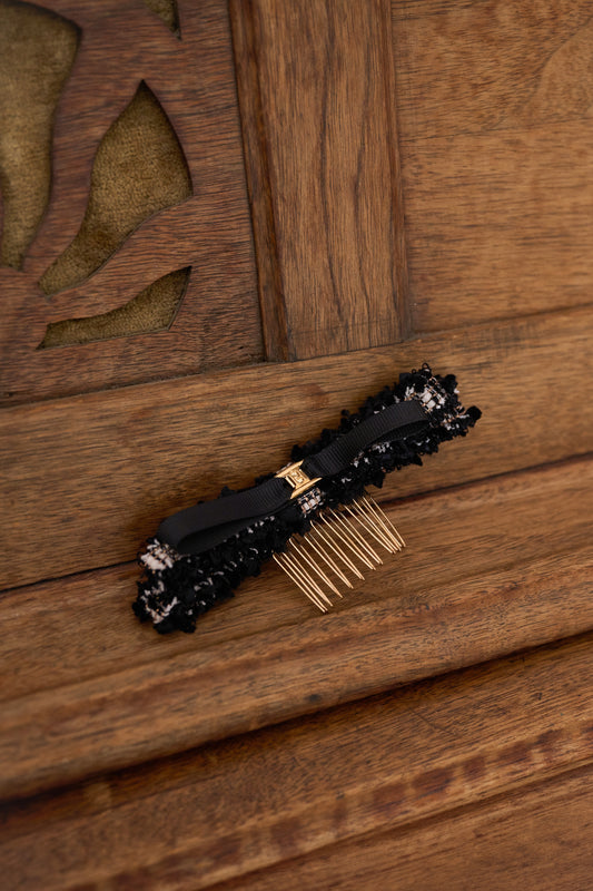 Twinkle Tweed Bow Comb
