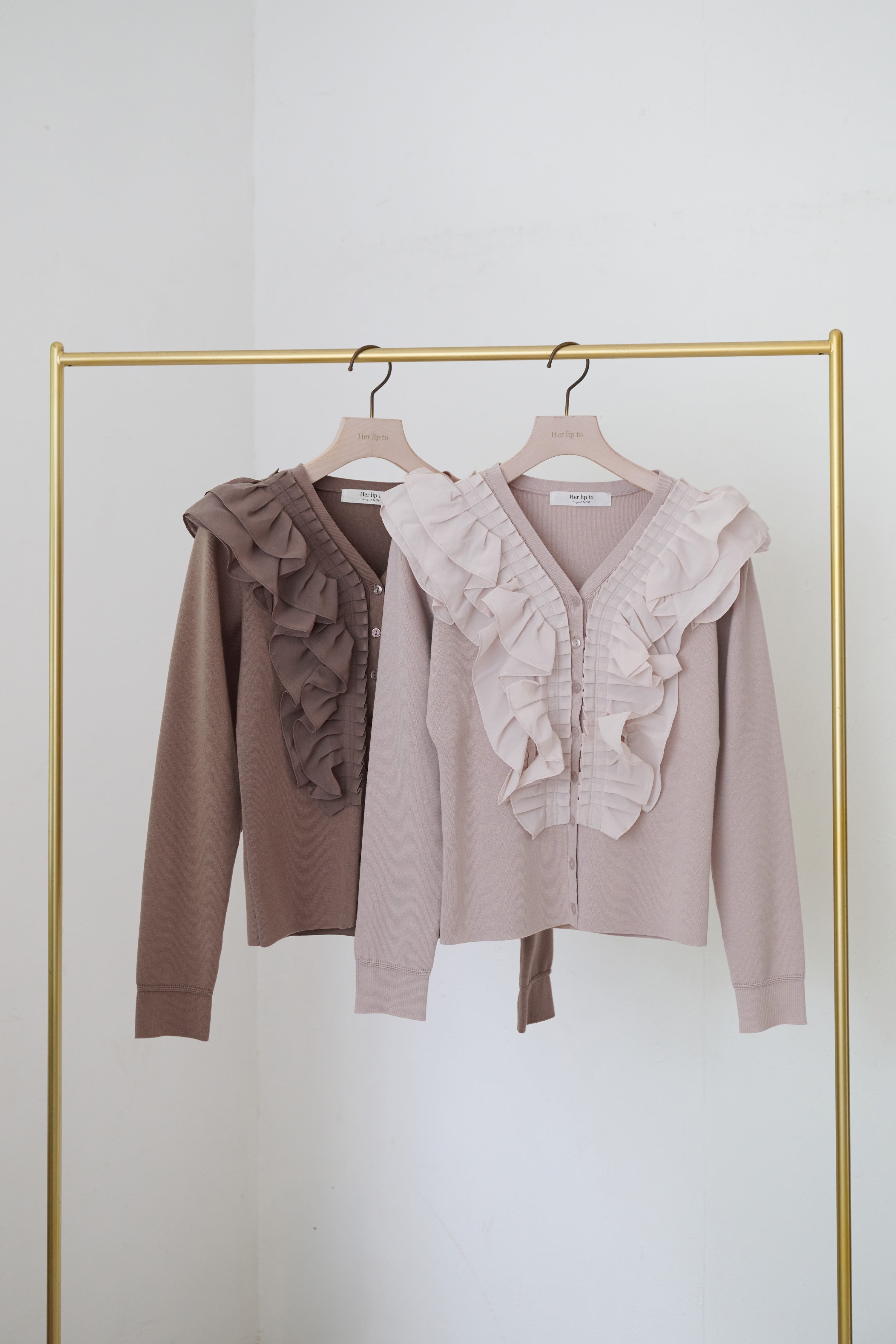 Her lip to／Ruffle Pleated Knit Cardigan 10月下旬發送】Ruffle Pleated Knit Cardigan