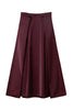 Satin Tucked Flared Skirt