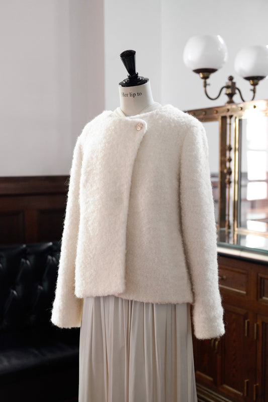 Elise Boucle Peplum Coat