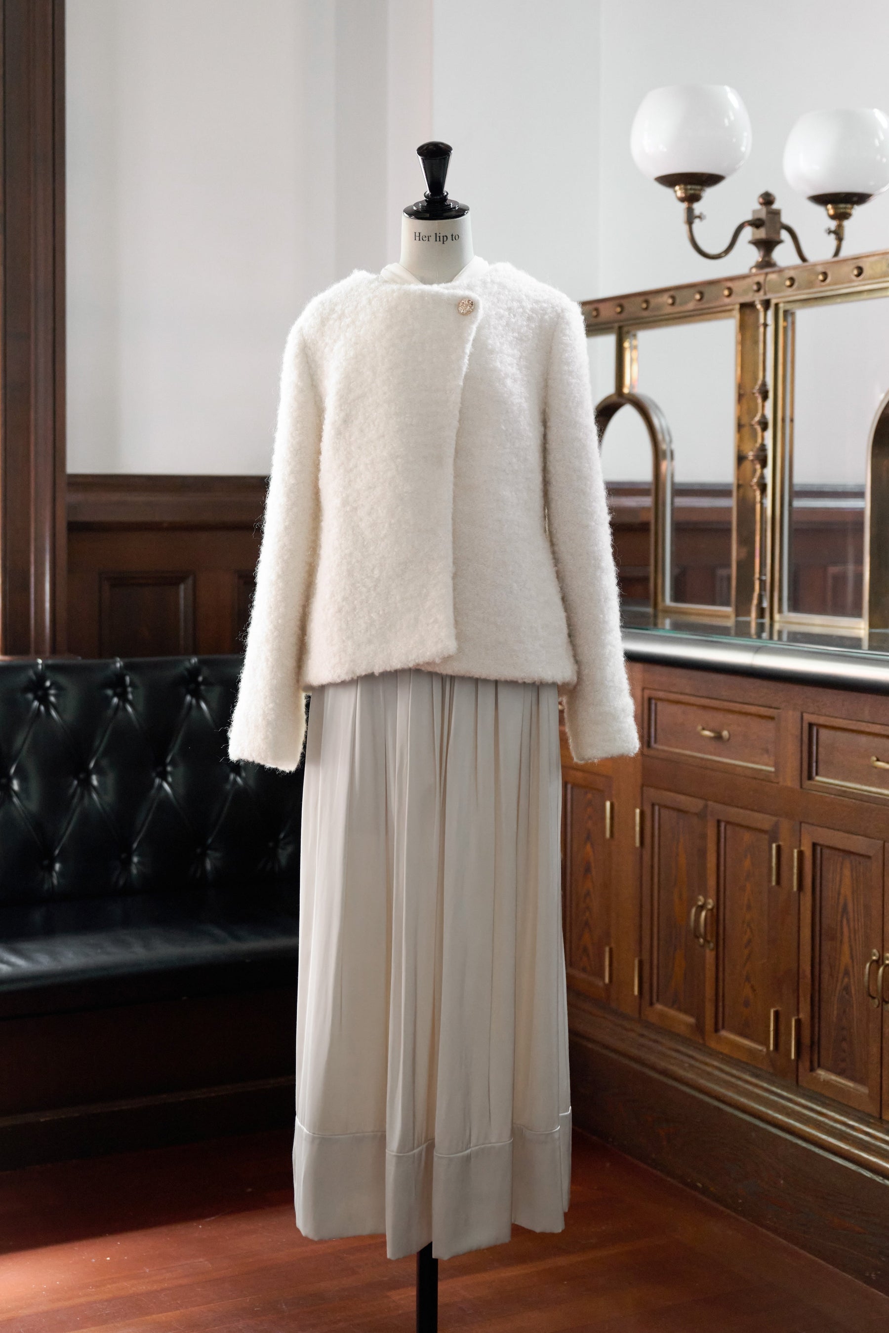 Elise Boucle Peplum Coat