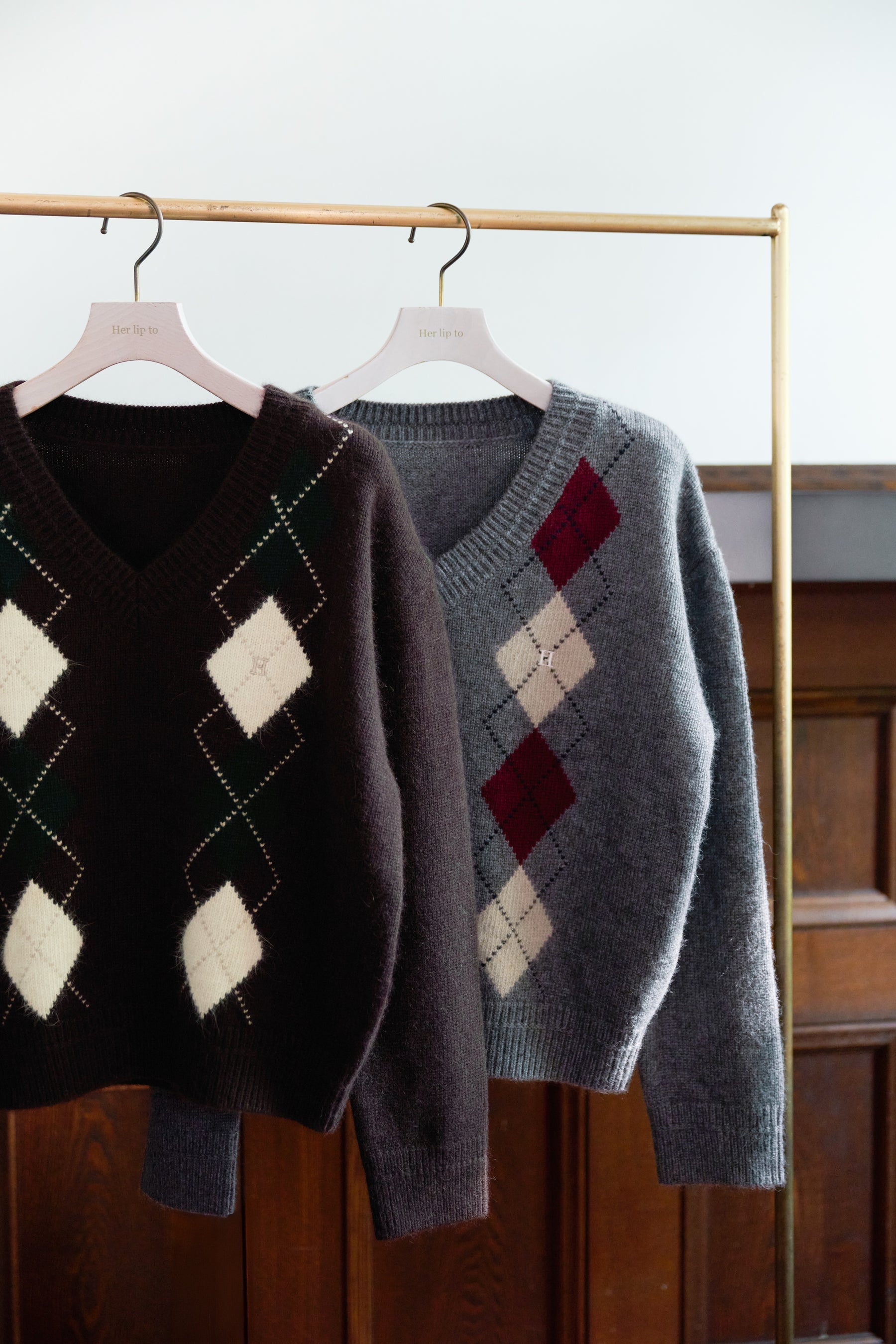 H Logo Argyle Knit Pullover