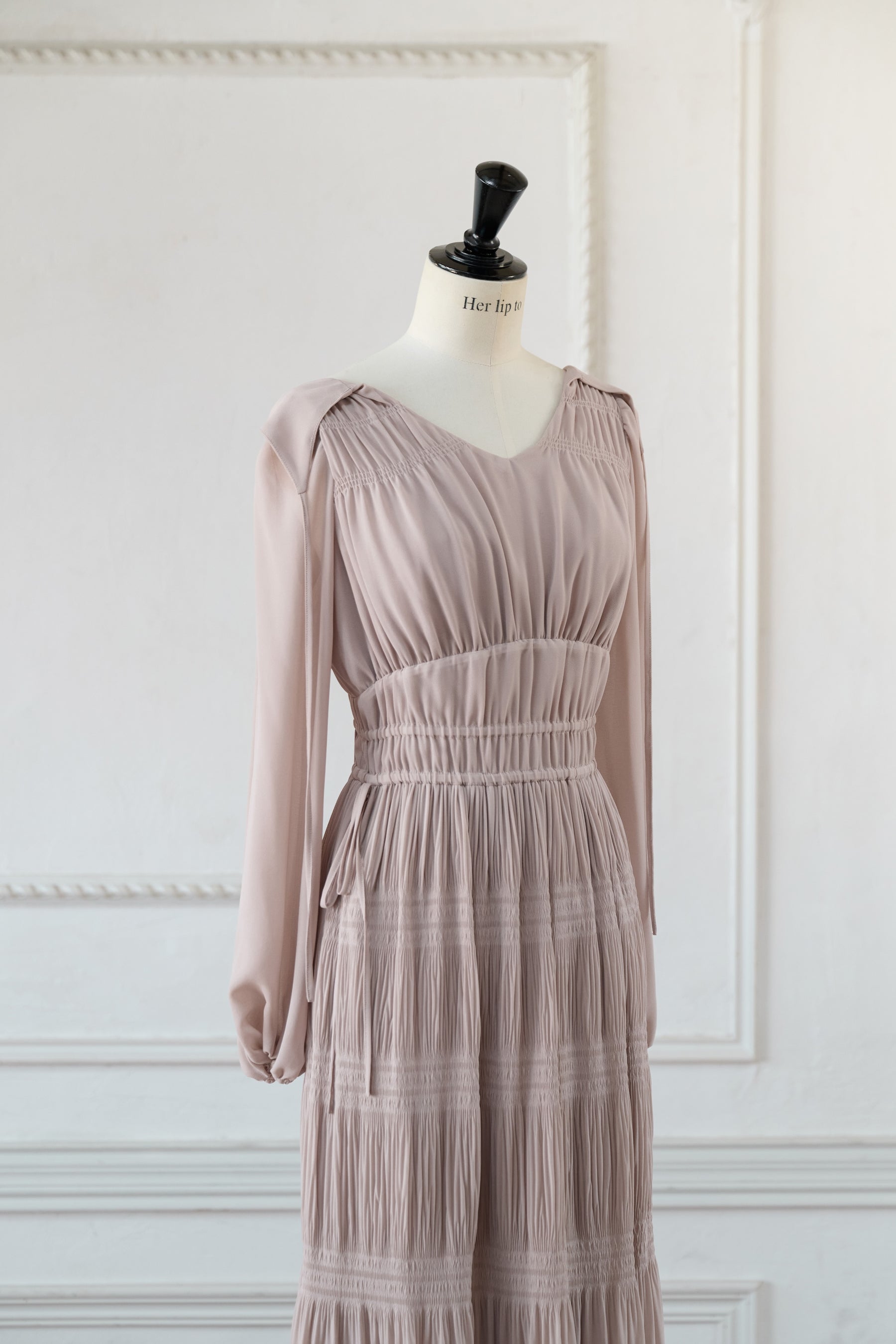 【新色】Majolica Pleated Chiffon Long Dress