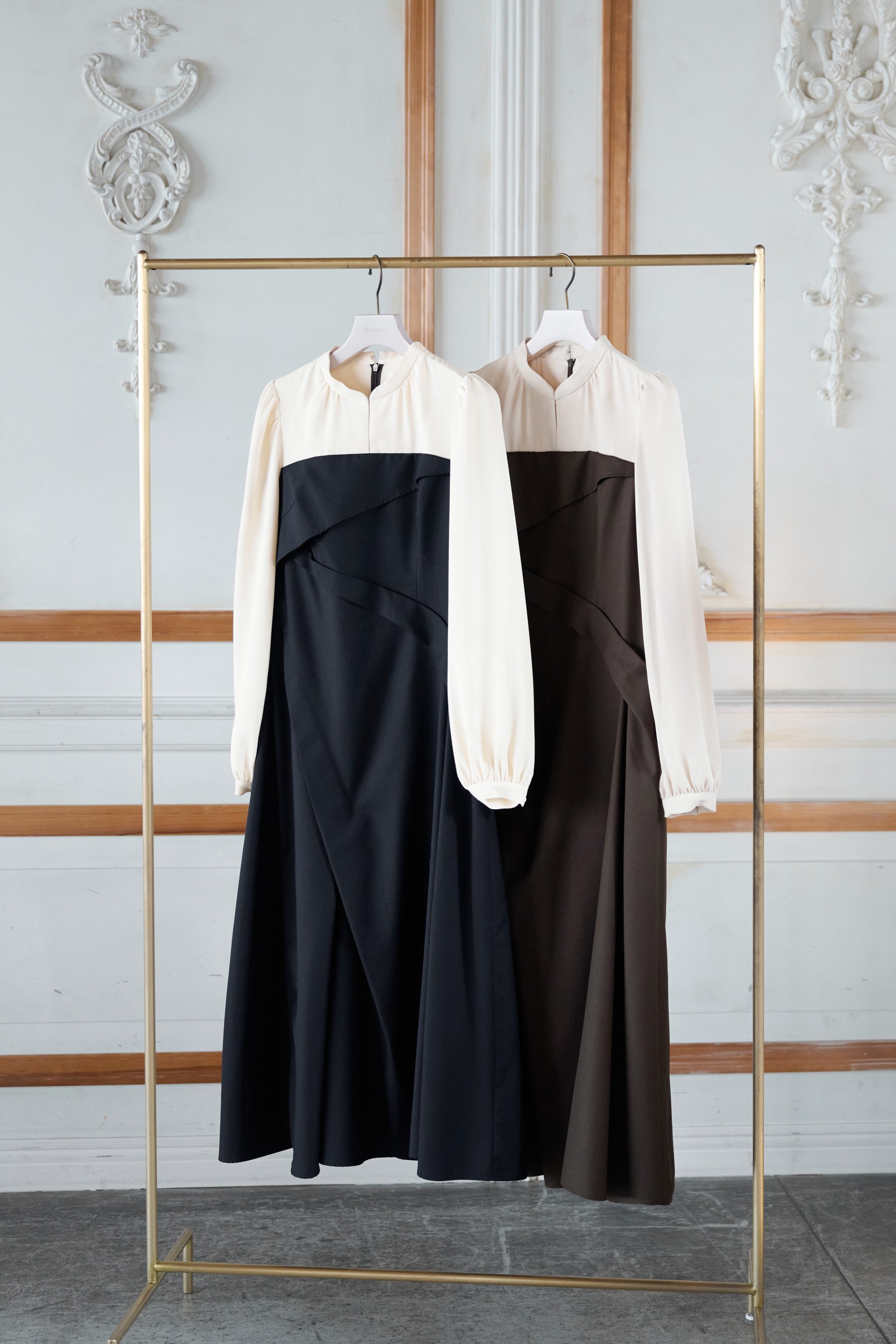 【新色】Bicolor Draped Dress