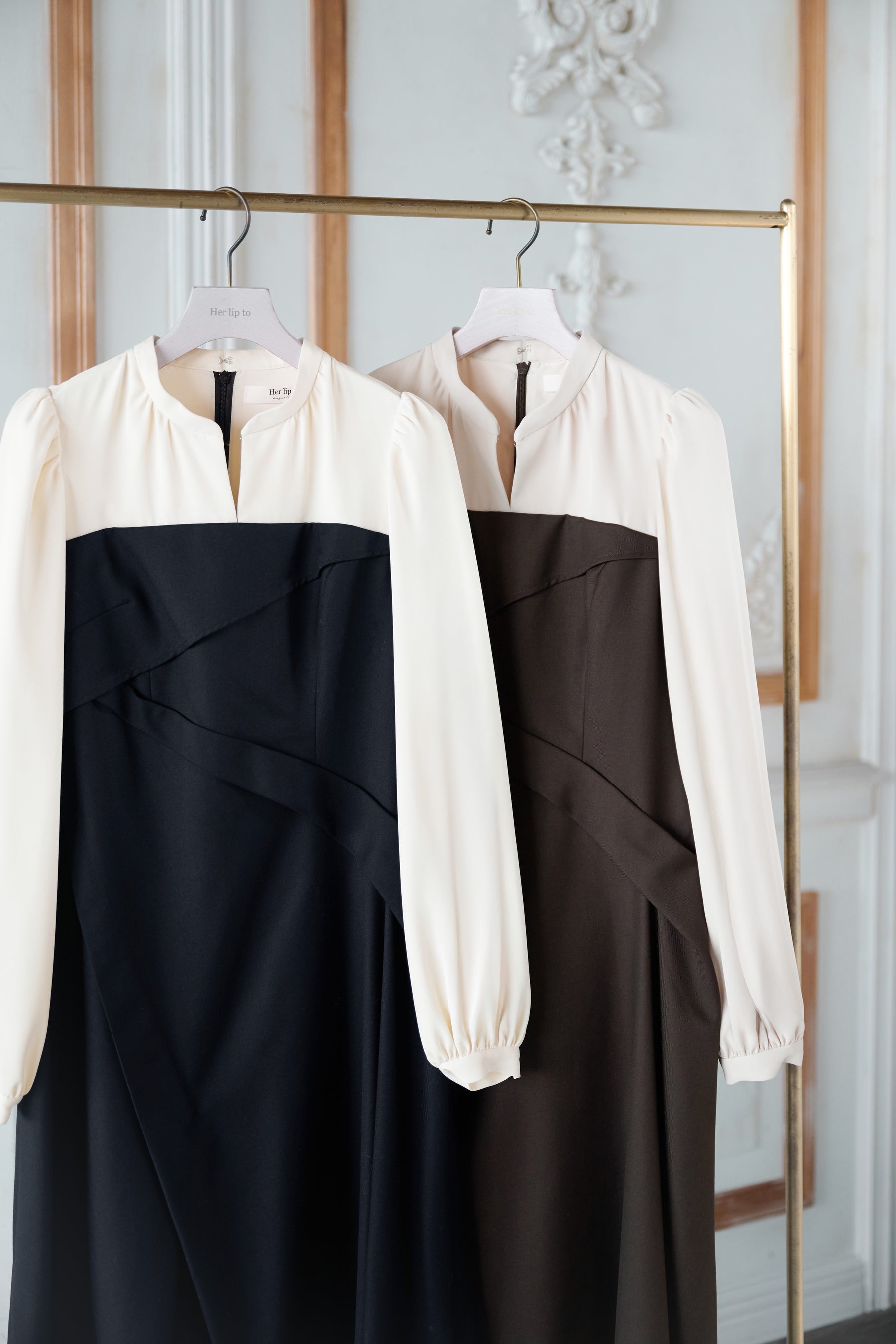 【新色】Bicolor Draped Dress