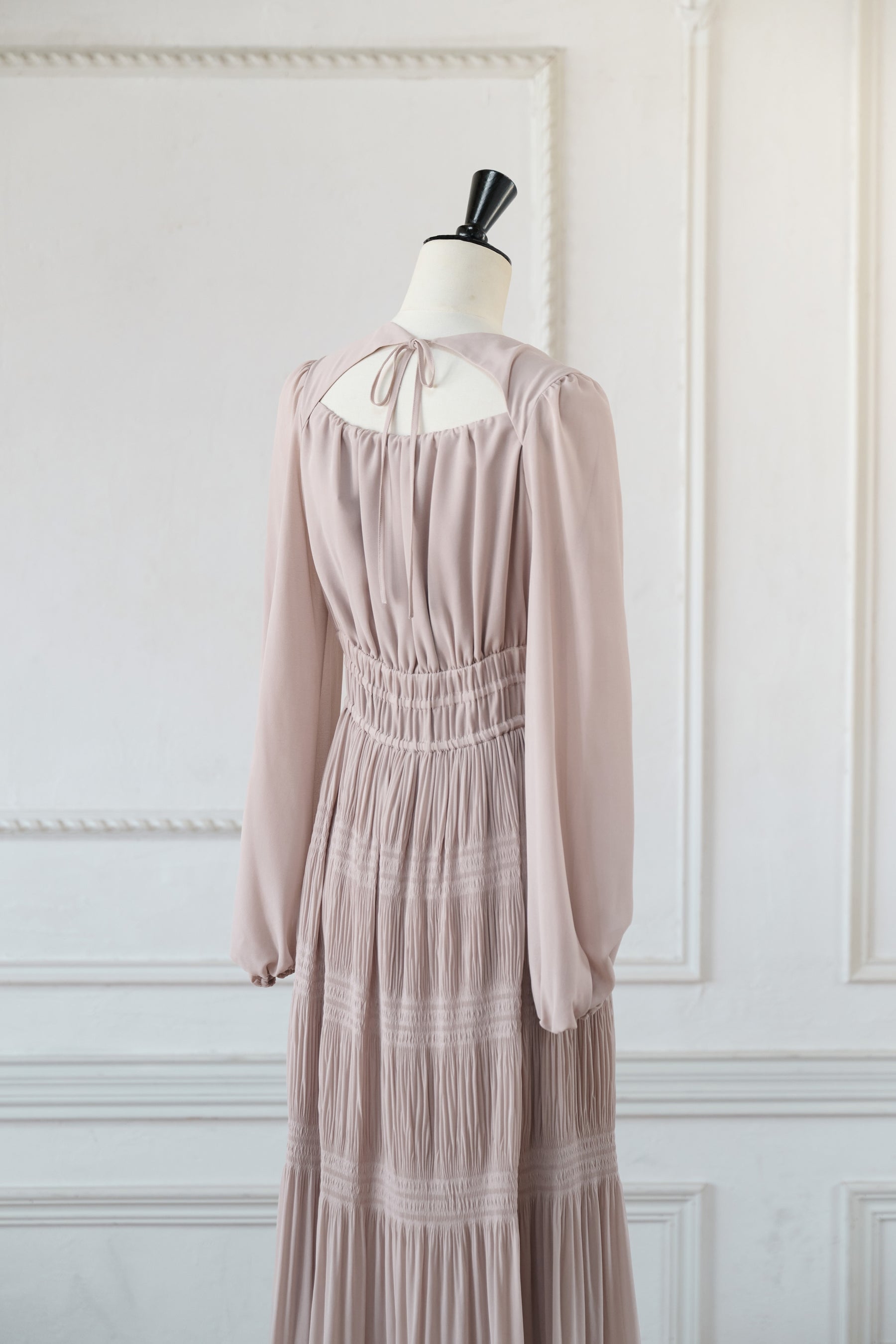 【新色】Majolica Pleated Chiffon Long Dress