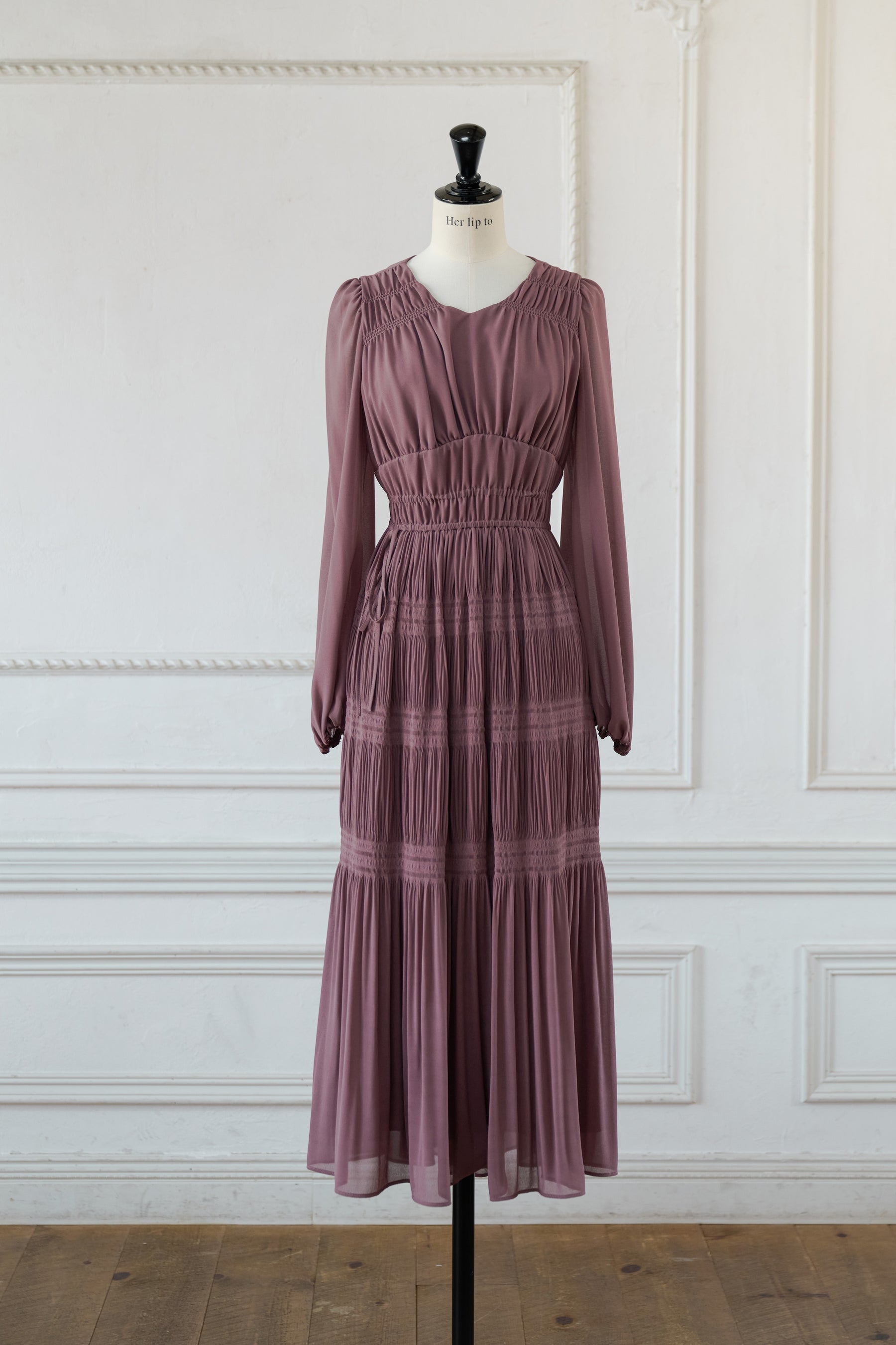 【新色】Majolica Pleated Chiffon Long Dress