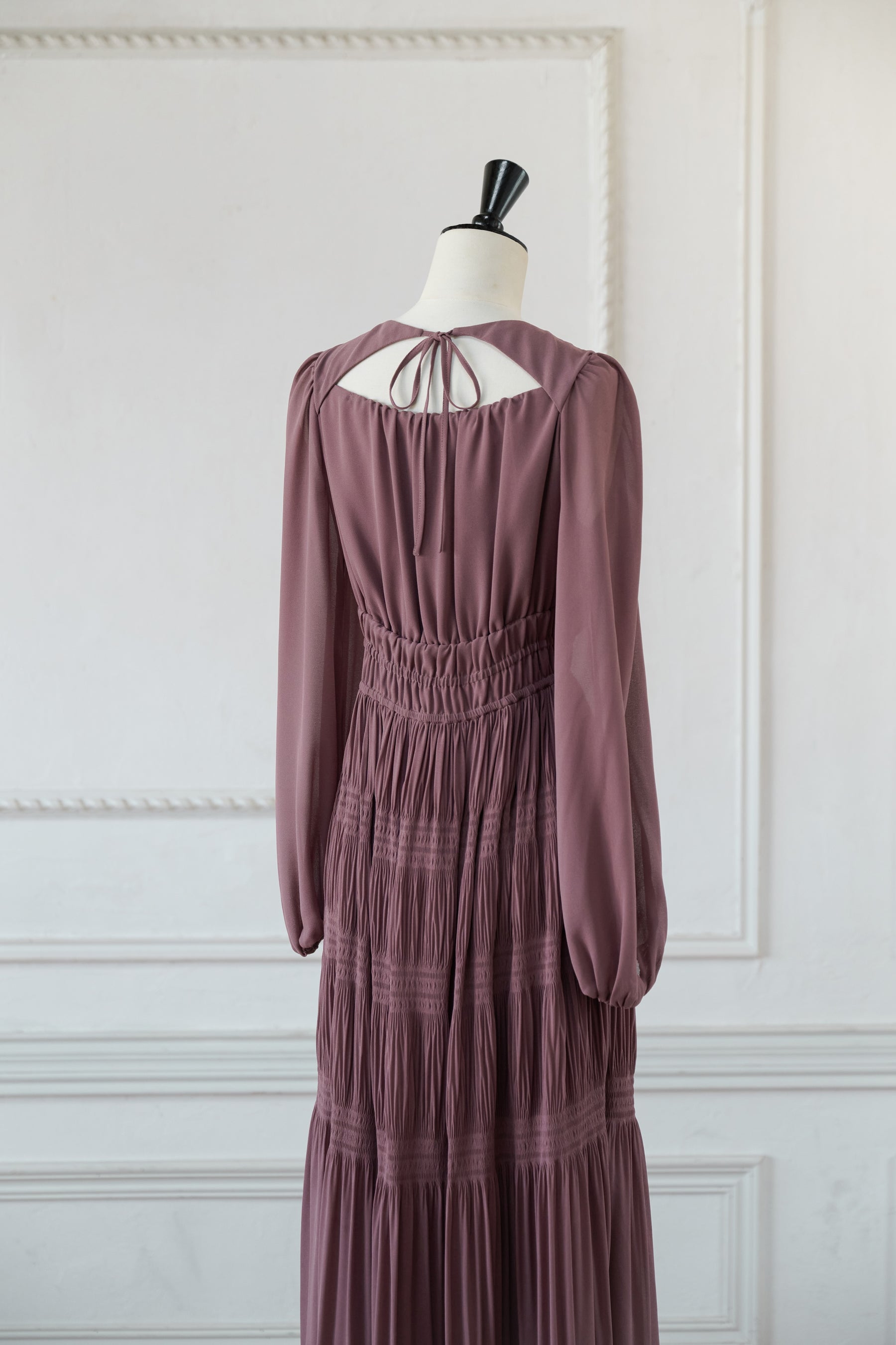 【新色】Majolica Pleated Chiffon Long Dress