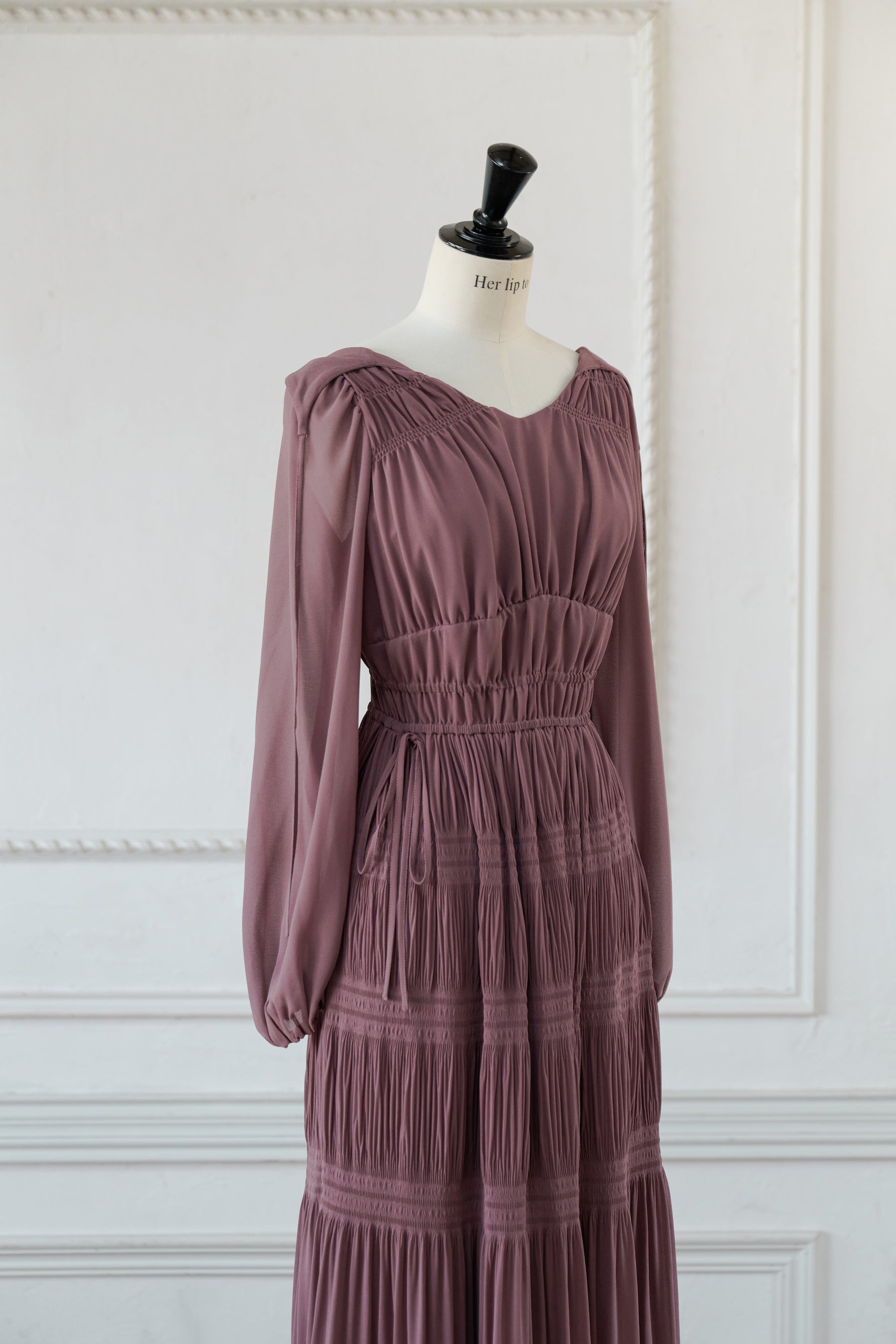 【新色】Majolica Pleated Chiffon Long Dress