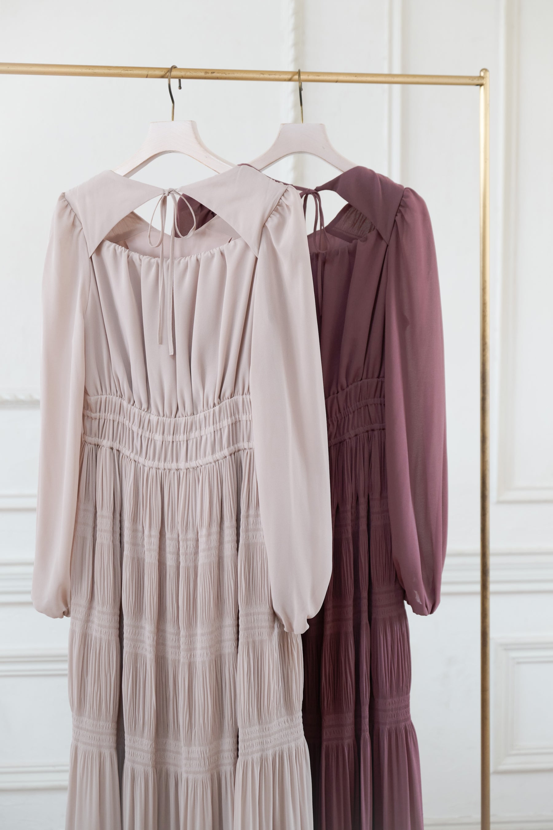 【新色】Majolica Pleated Chiffon Long Dress