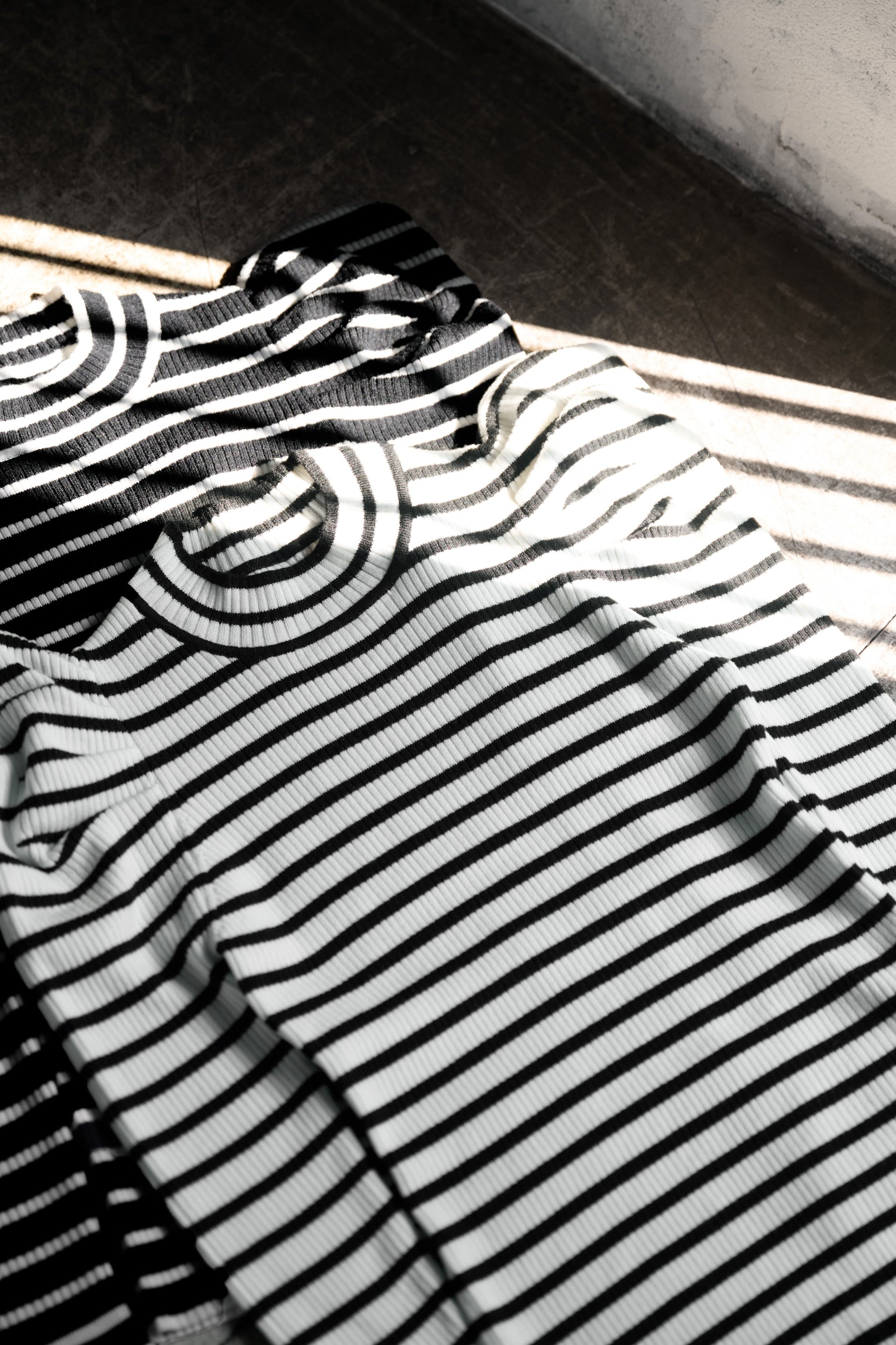 Volume Sleeve Stripe Knit Top