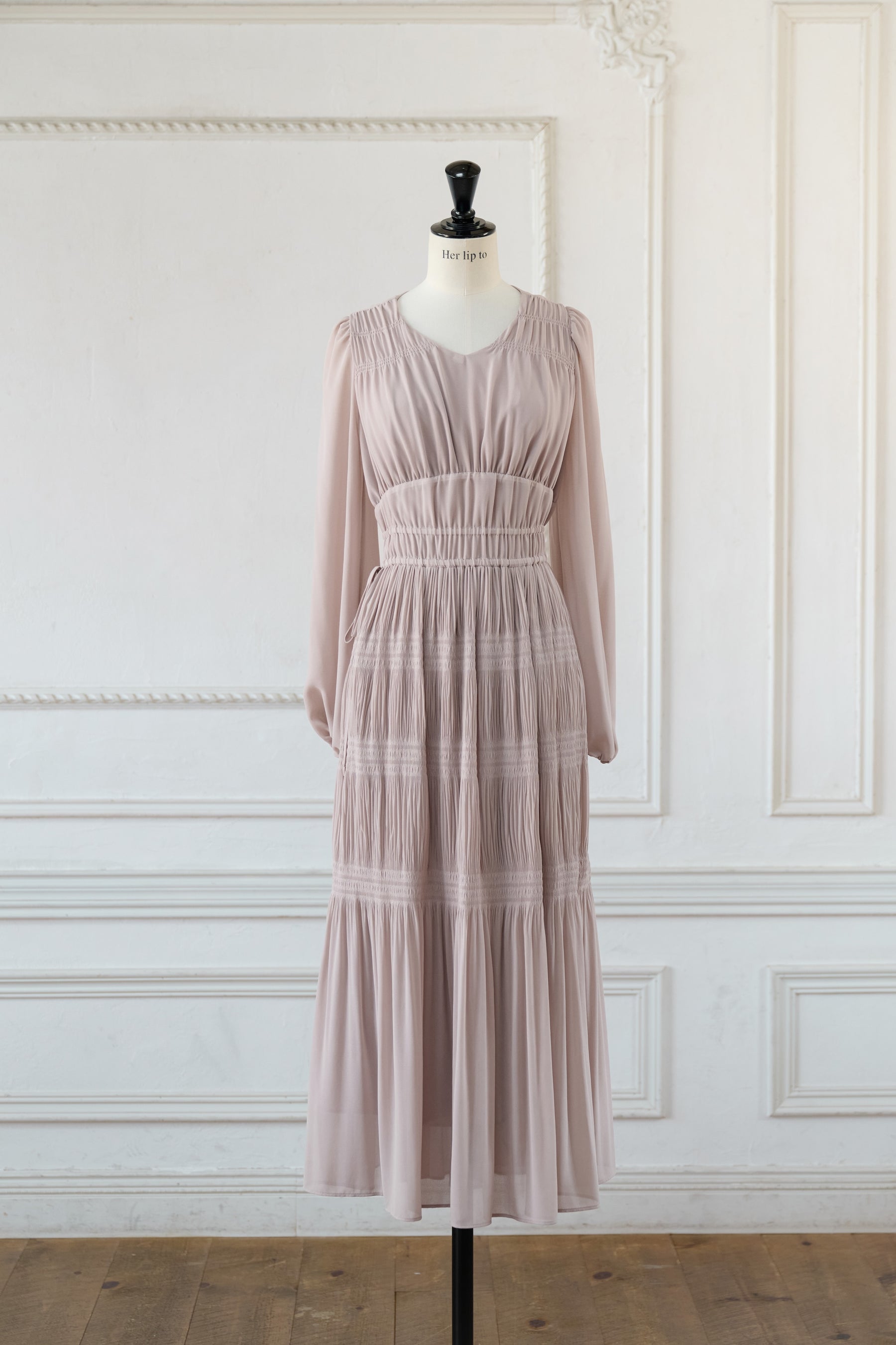 【新色】Majolica Pleated Chiffon Long Dress