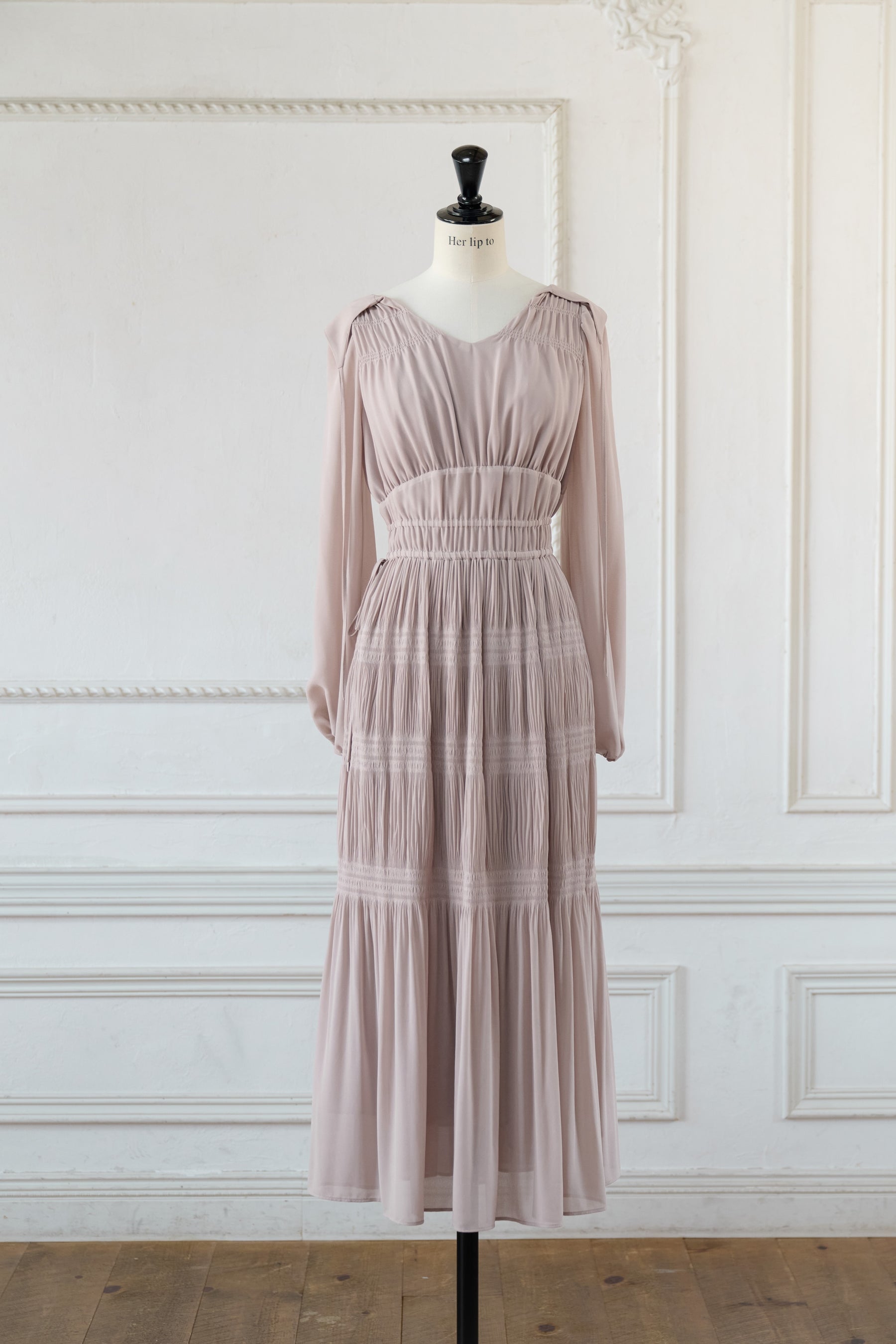 【新色】Majolica Pleated Chiffon Long Dress