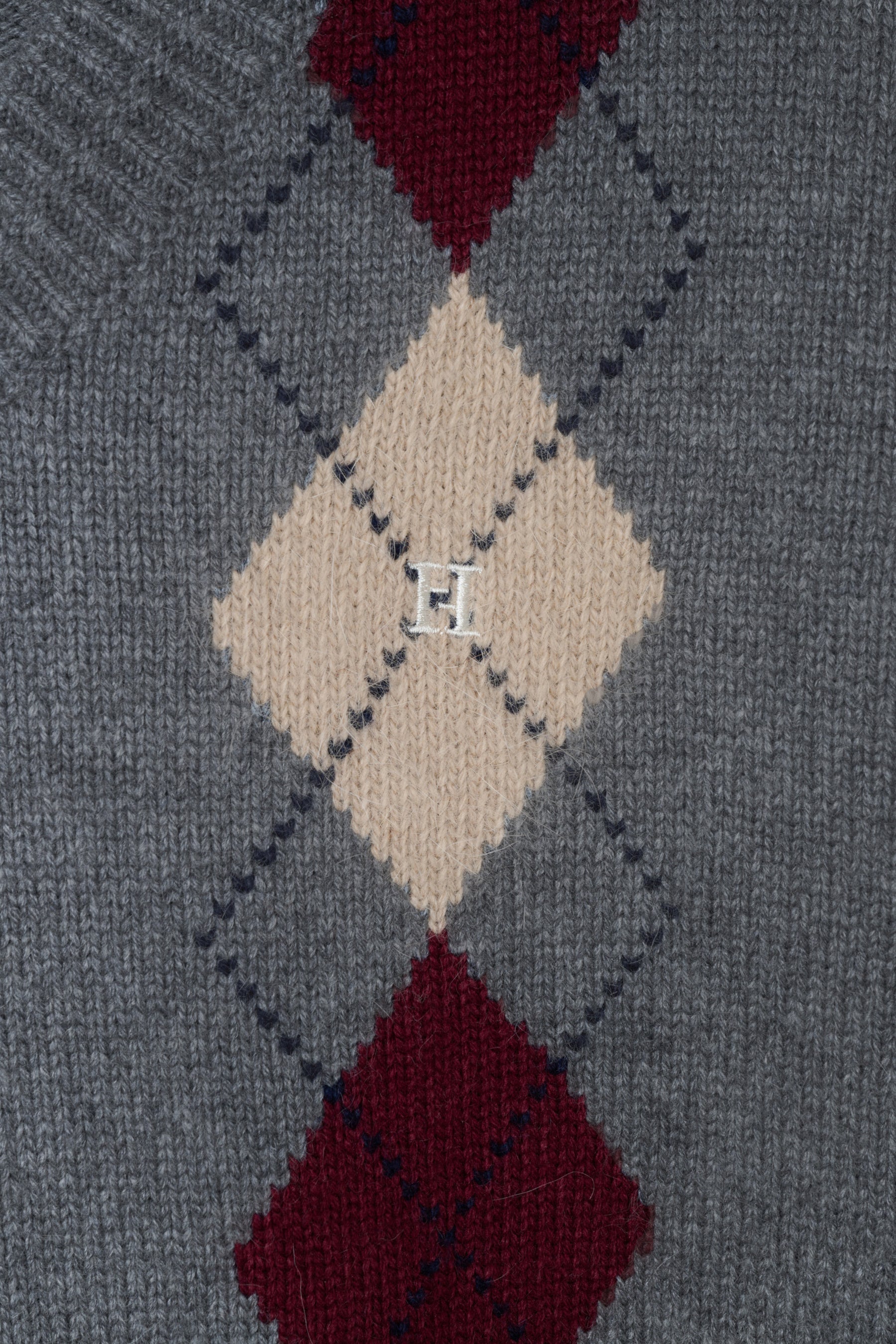 H Logo Argyle Knit Pullover