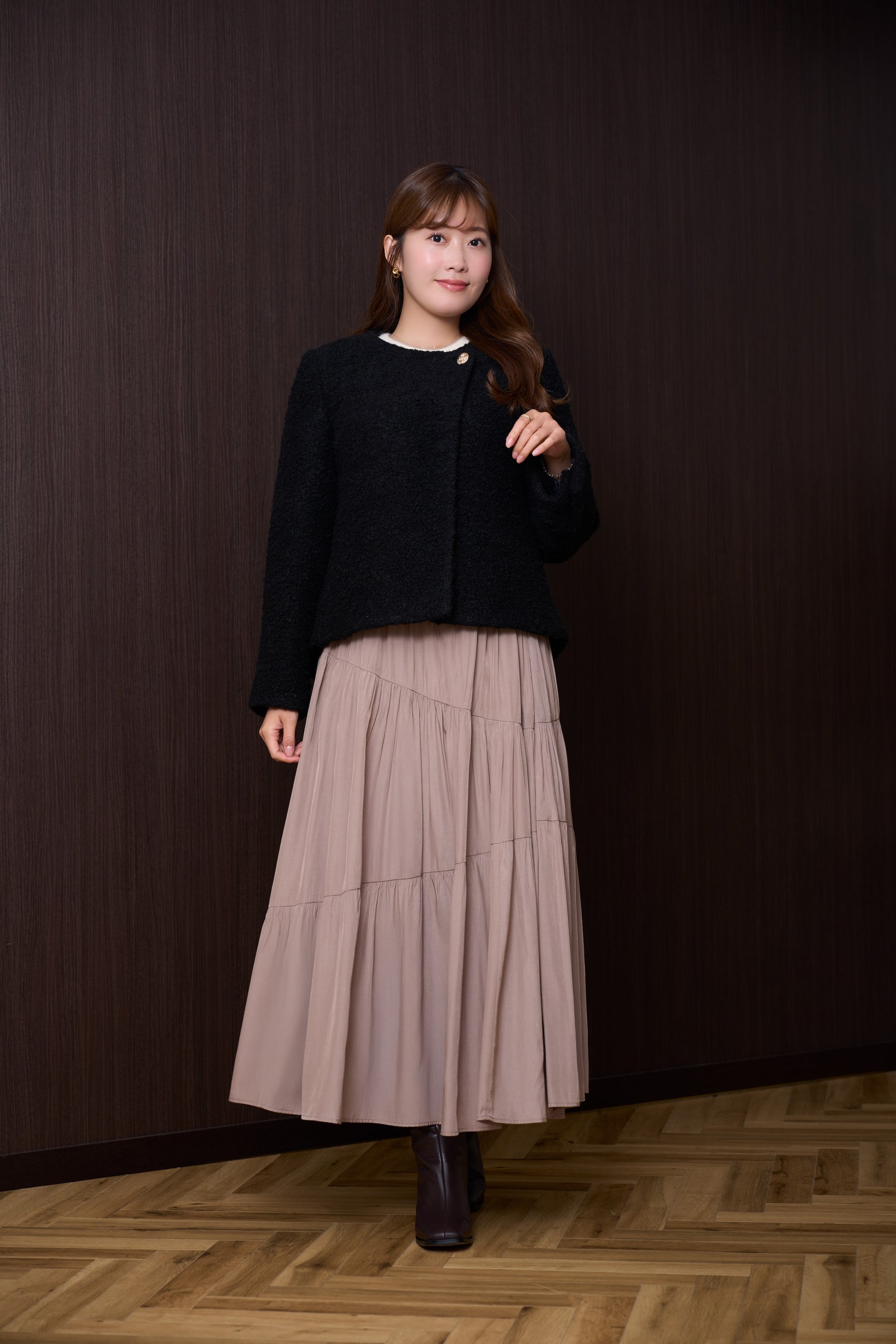 Elise Boucle Peplum Coat