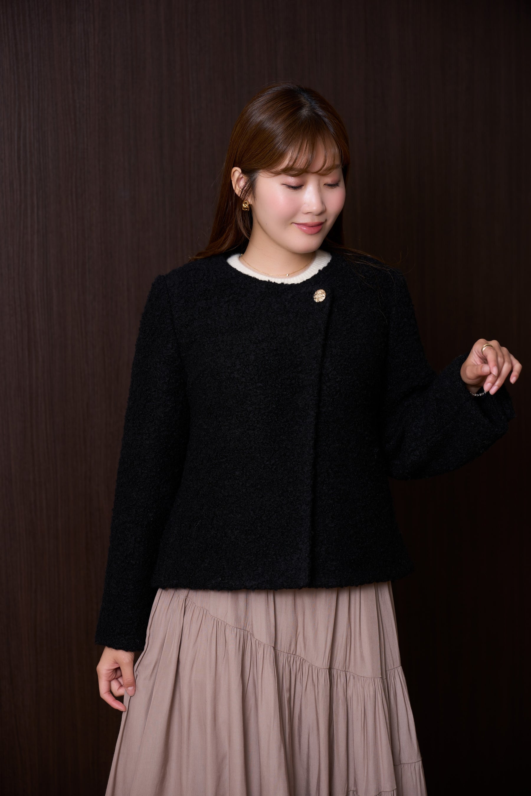 Elise Boucle Peplum Coat