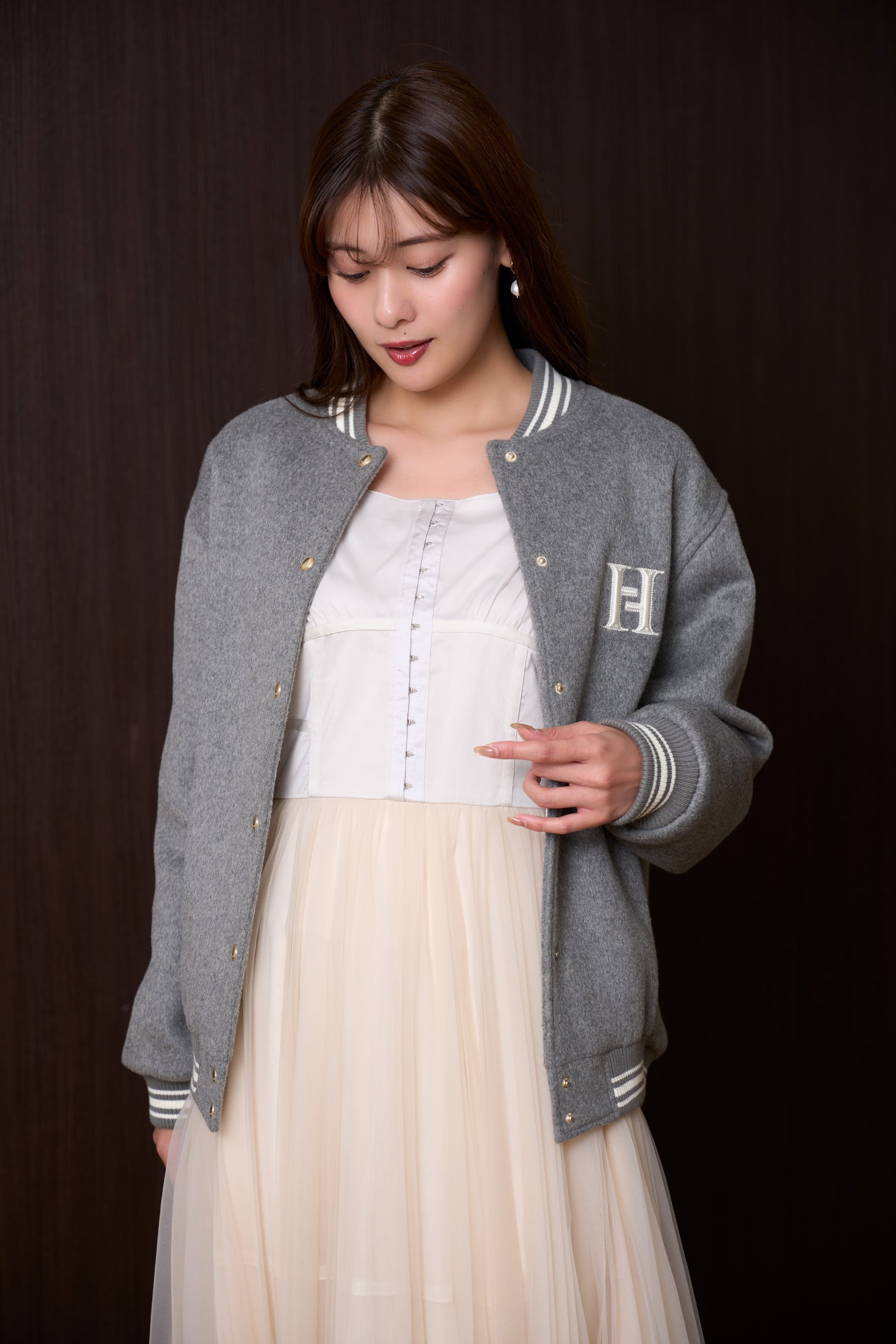 【10月中旬発送】H Logo Varsity Jacket