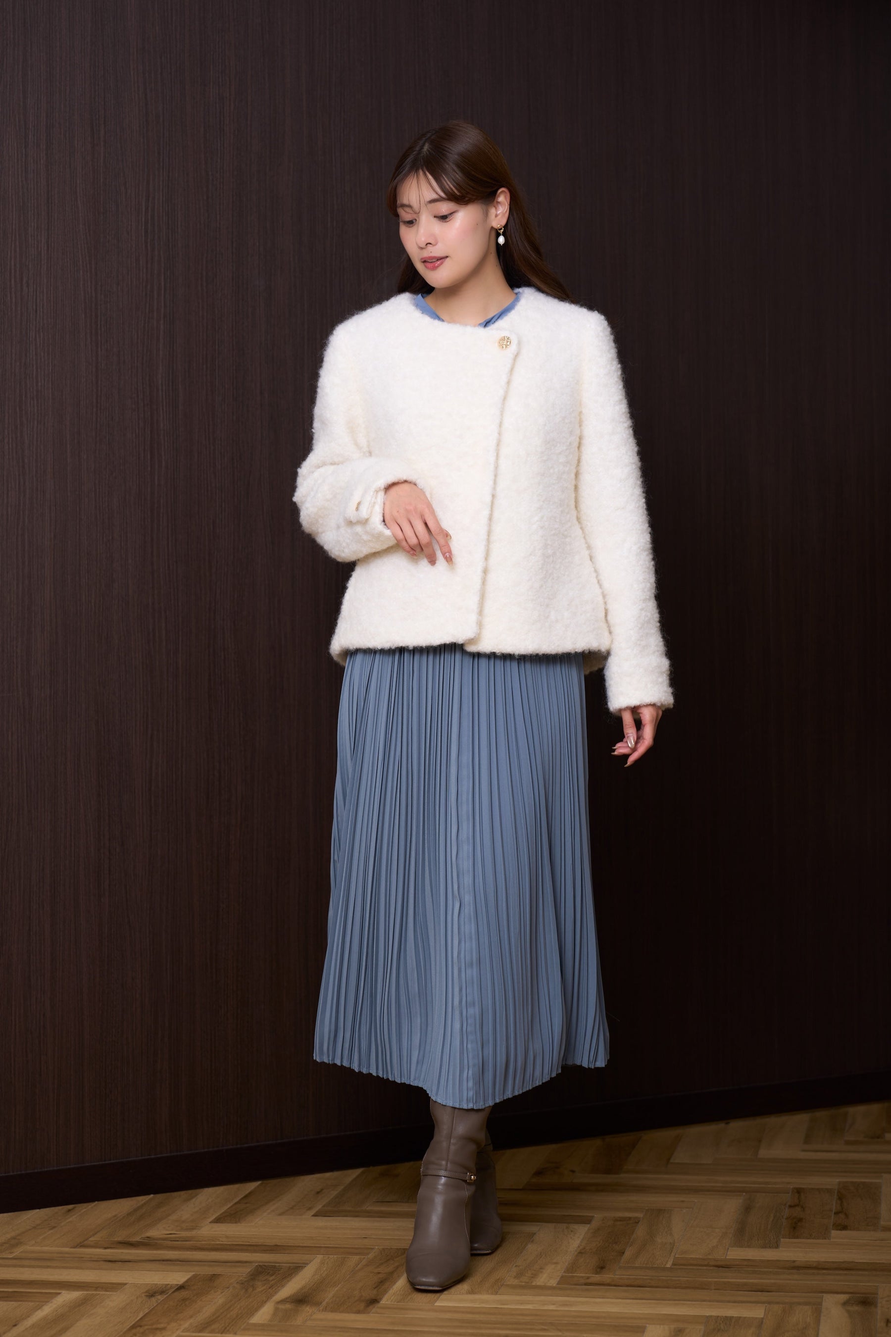 Elise Boucle Peplum Coat