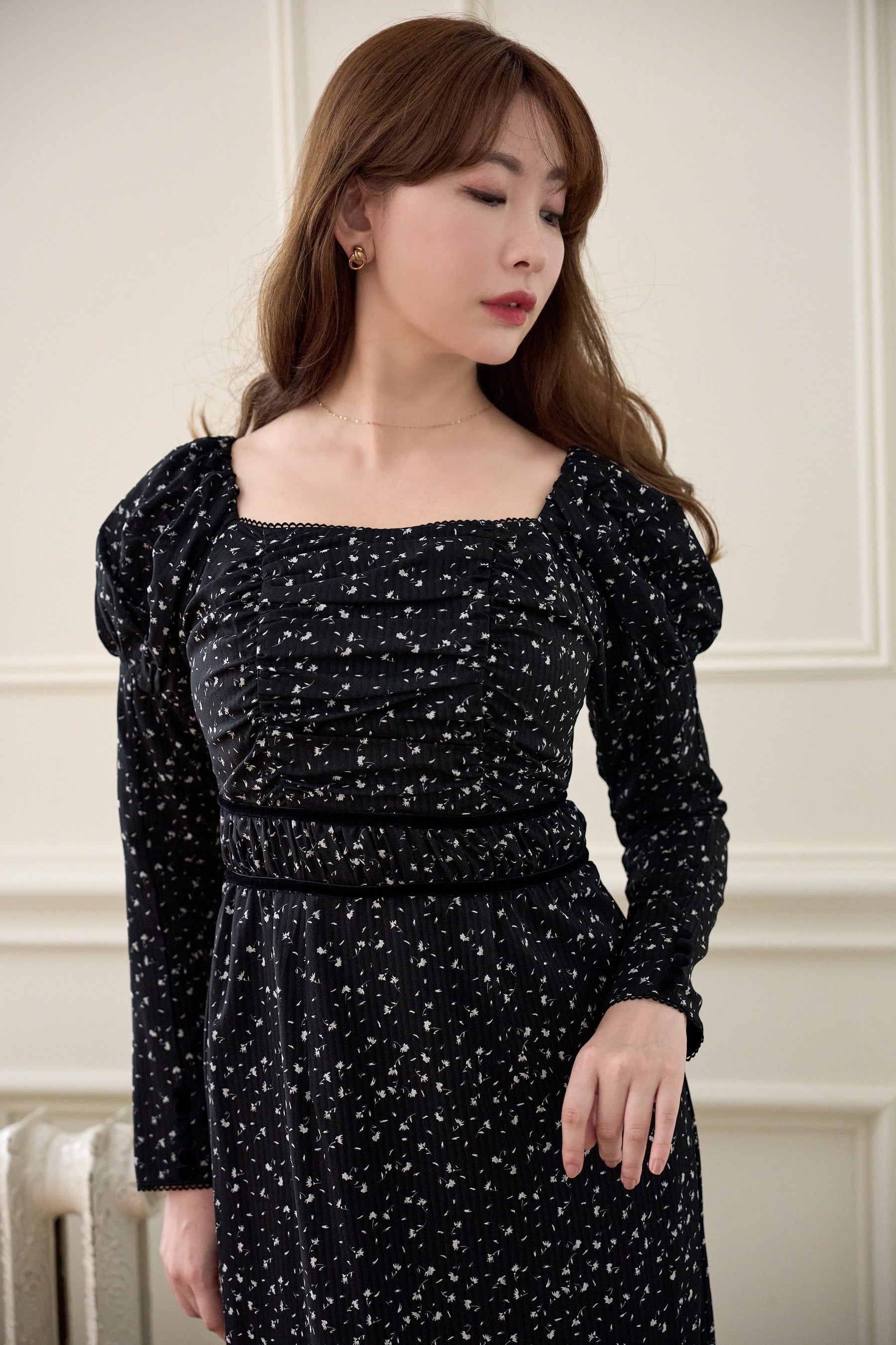 Capucine Bloom Sleeve Chiffon Dress