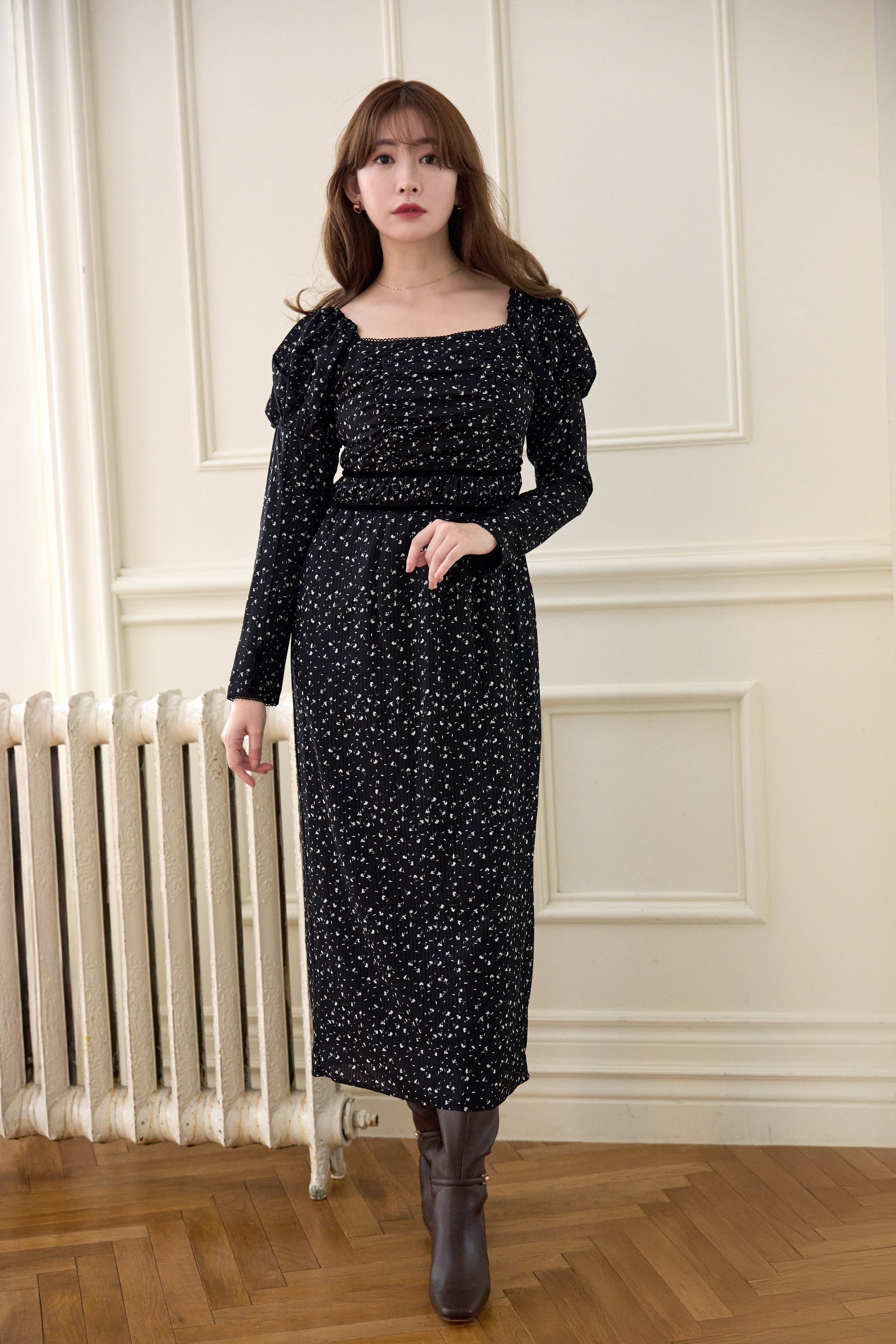 Capucine Bloom Sleeve Chiffon Dress