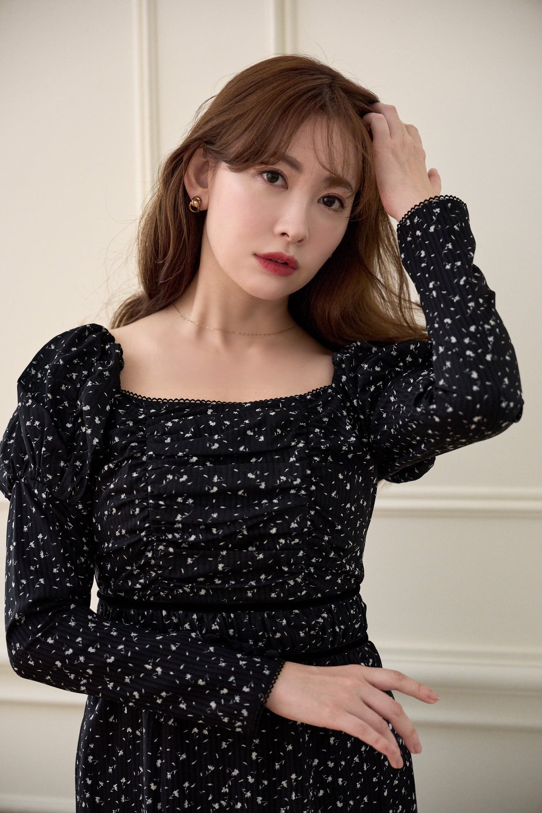 Capucine Bloom Sleeve Chiffon Dress