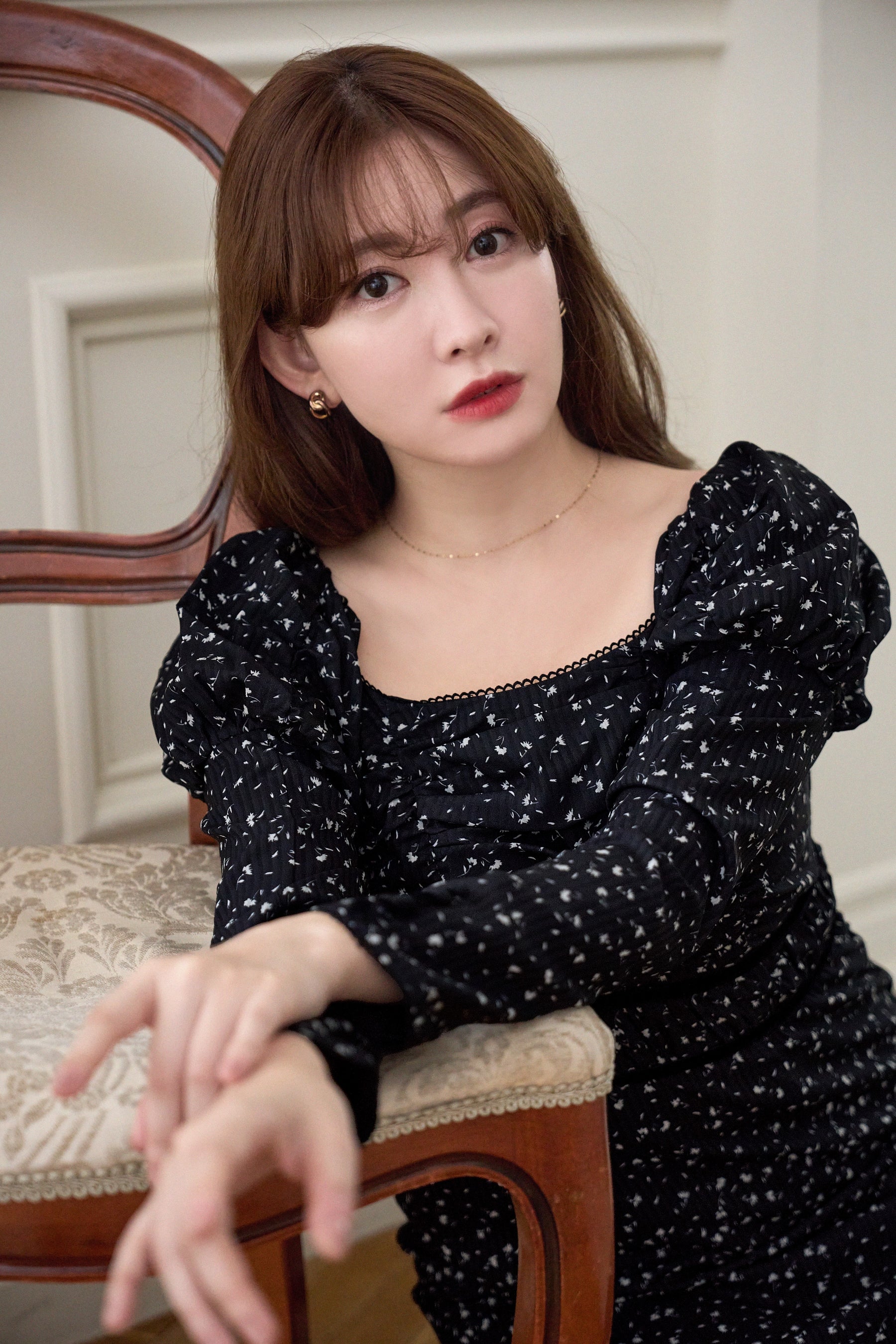 Capucine Bloom Sleeve Chiffon Dress