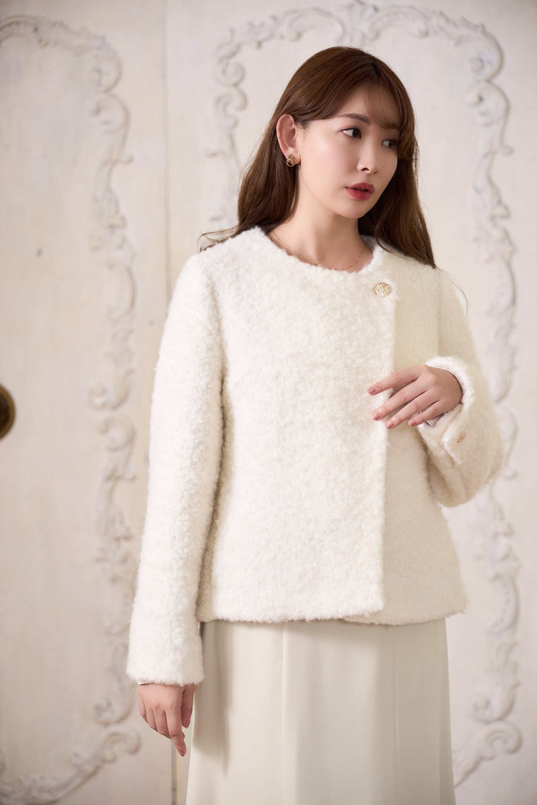Elise Boucle Peplum Coat