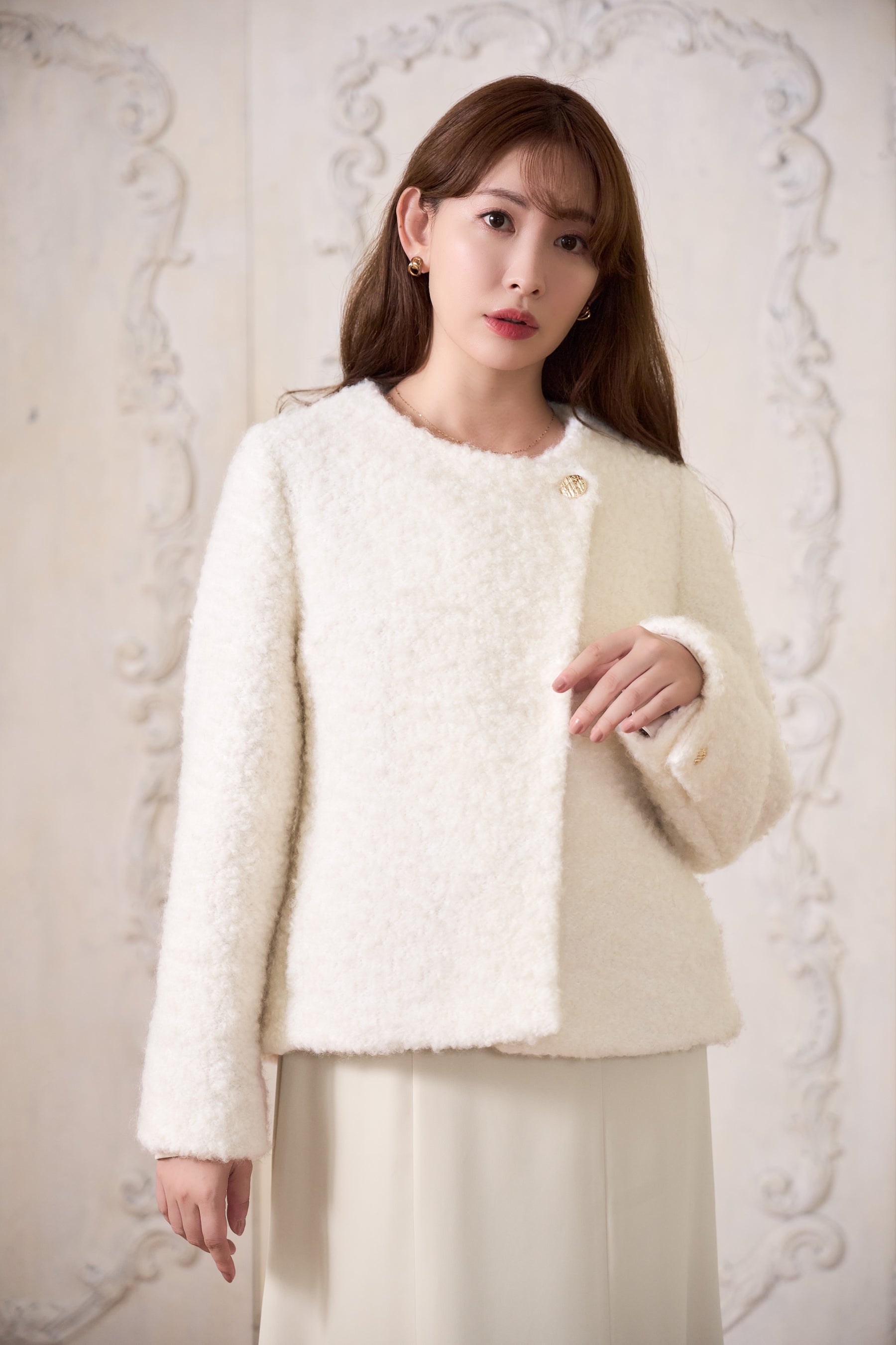 Elise Boucle Peplum Coat