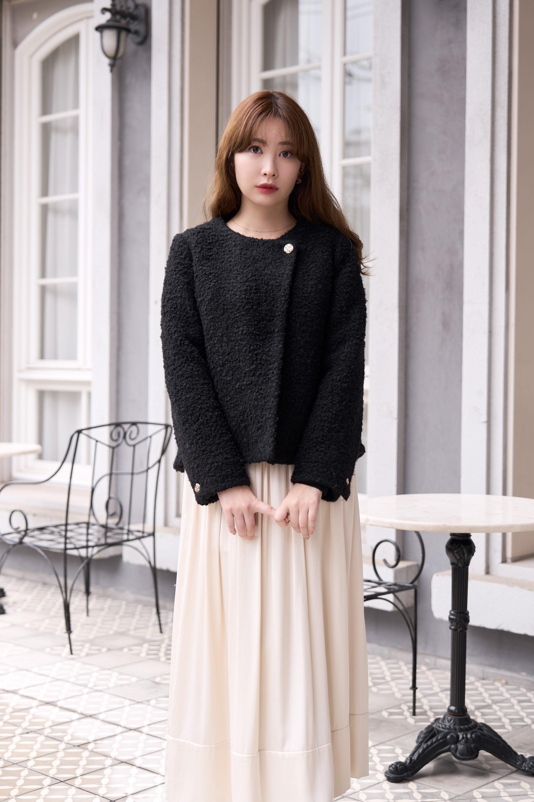 Elise Boucle Peplum Coat