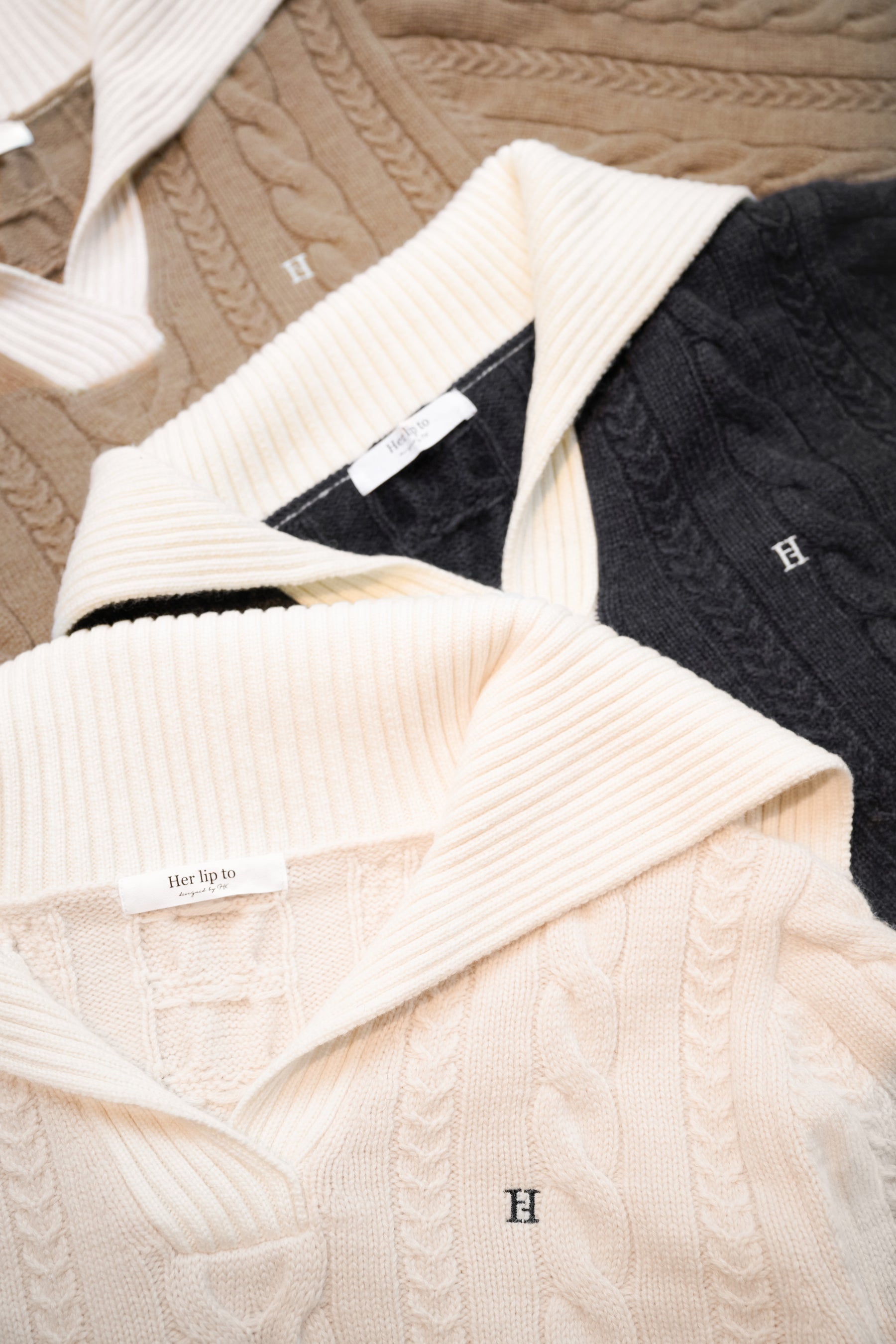 Sailor-Collar Cable Knit Pullover