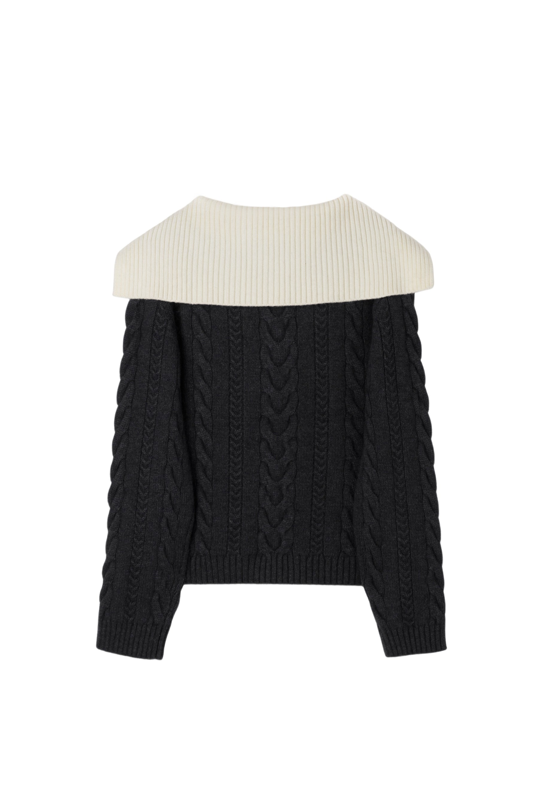 Sailor-Collar Cable Knit Pullover
