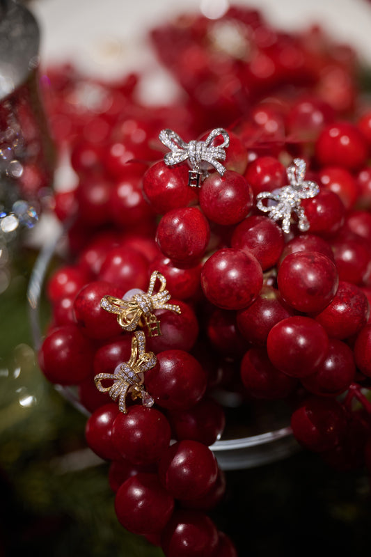 【gold】Crystal Ribbon Earrings