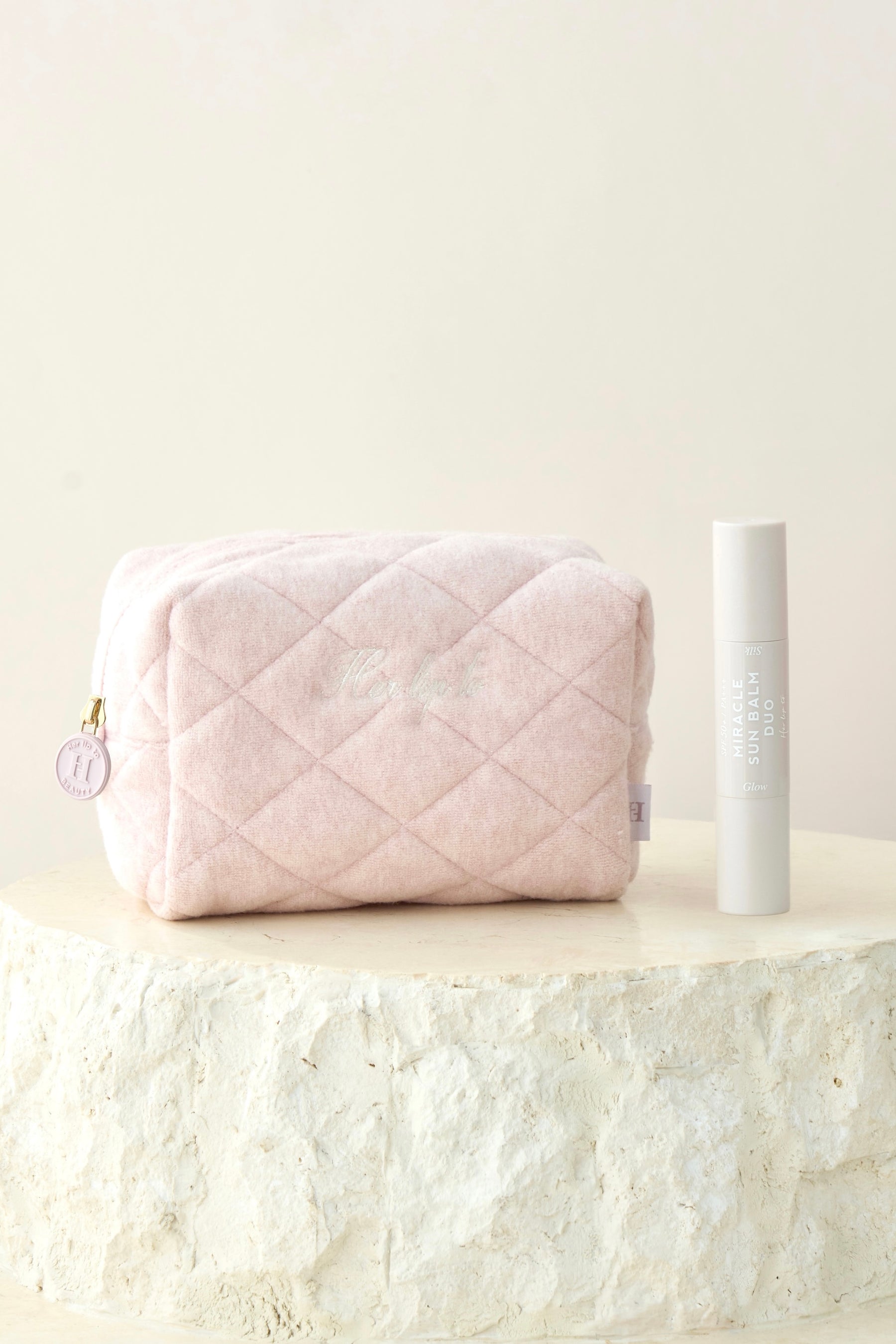 Diamond Quilted Cosmetic Pouch - MIRACLE SUN BALM DUO SET -