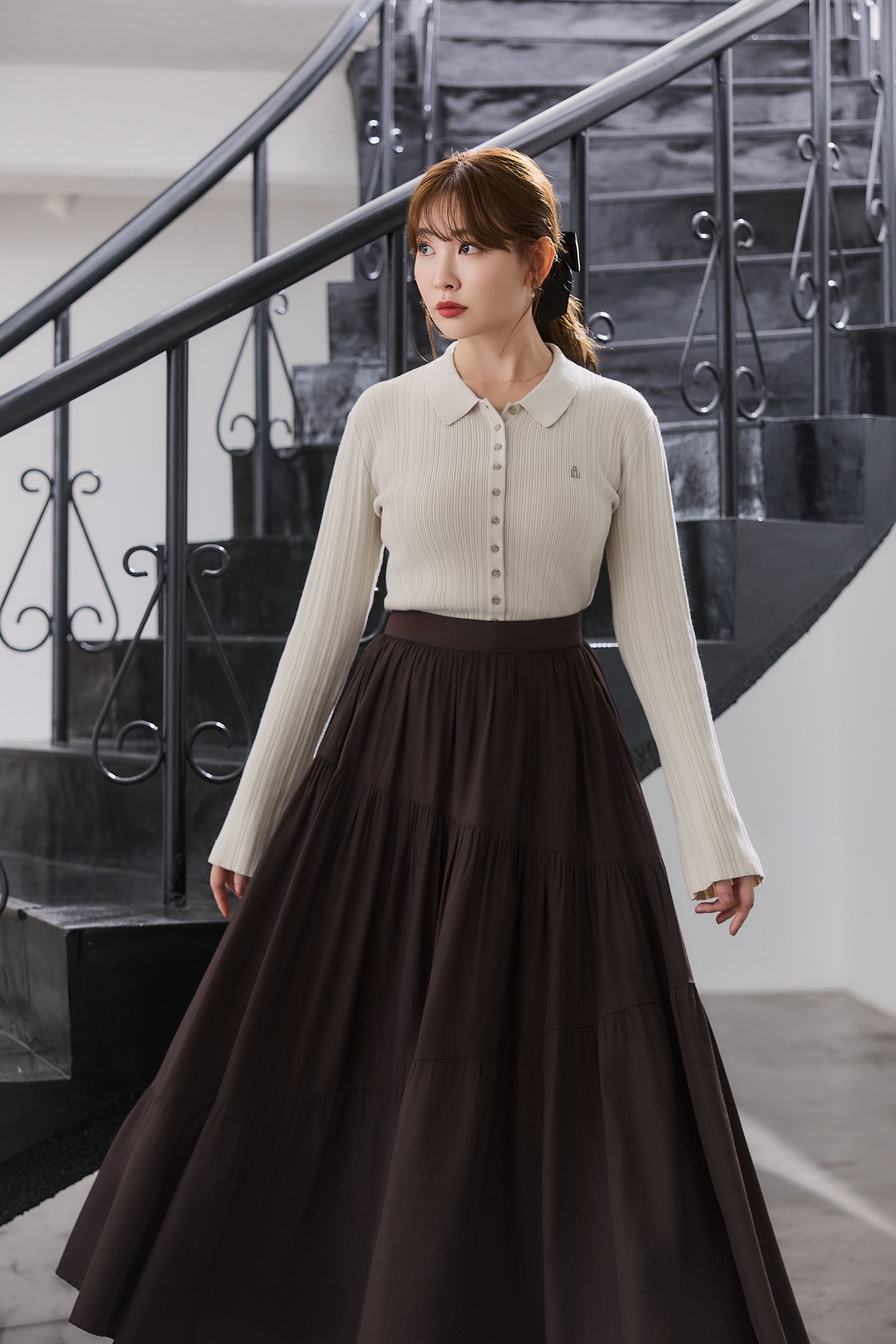 【新色】Asymmetry Tiered Skirt