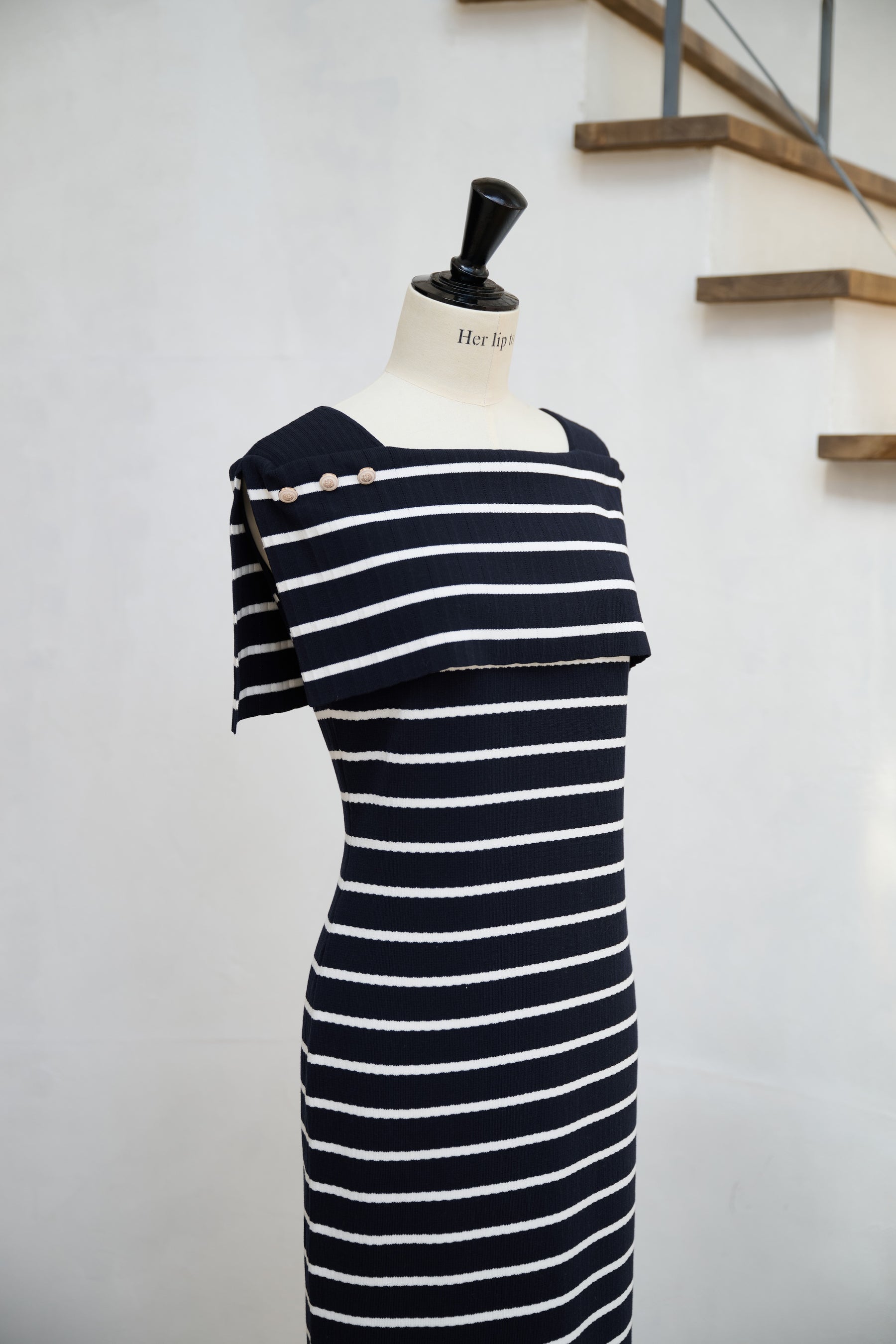 Square Collar Striped Dress