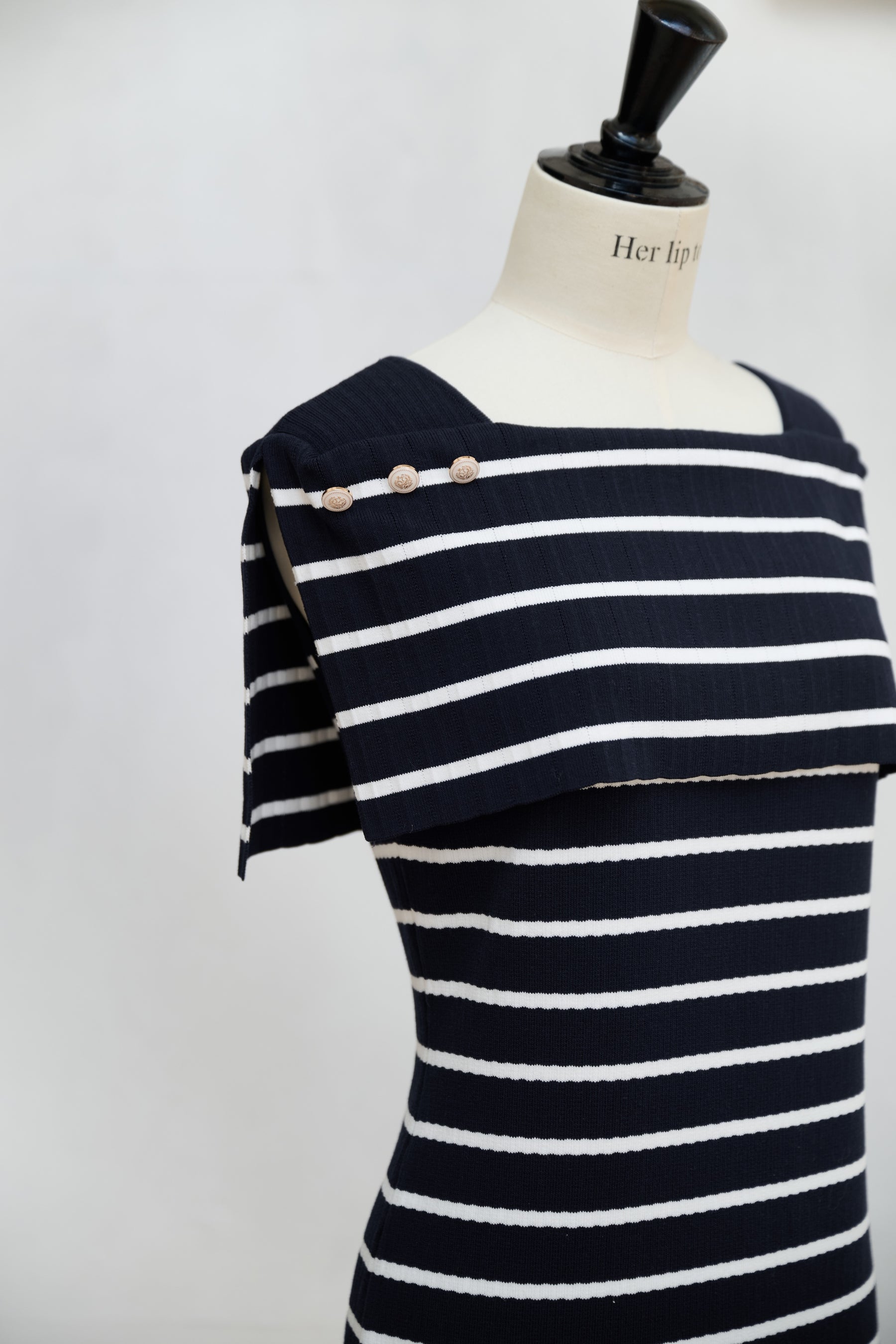 Square Collar Striped Dress