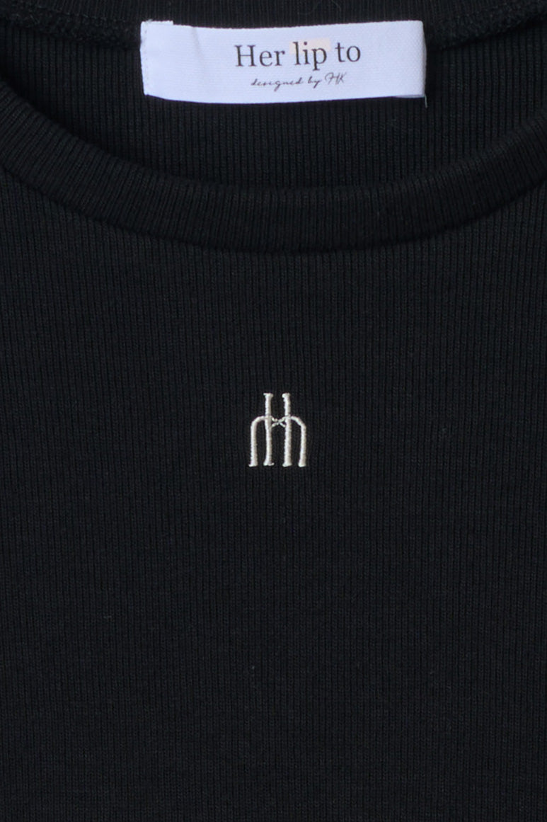 【新色】【white / black】Trois Logo Ribbed Tee