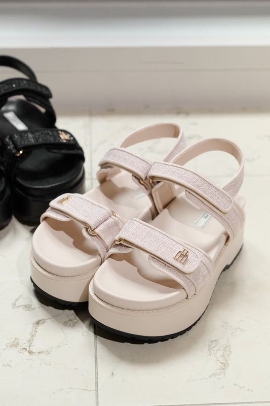 Trois Tweed Platform Sandals