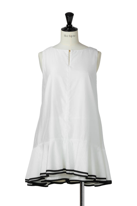 Bicolor-Trim Flared Romper