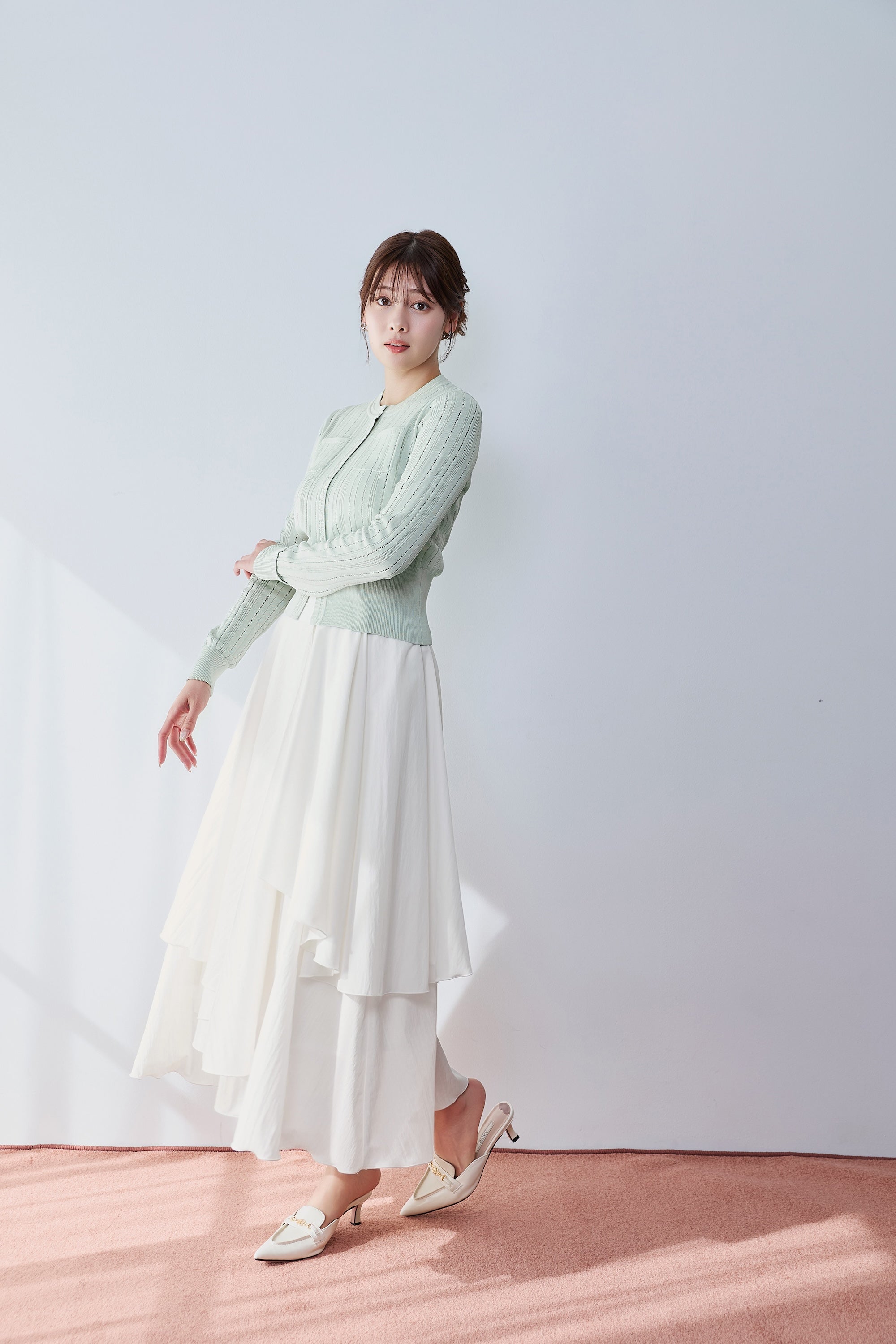 Essentia］Asymmetric Tiered Skirt
