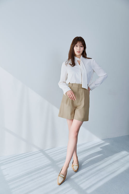 Tucked Twill Bermuda Shorts